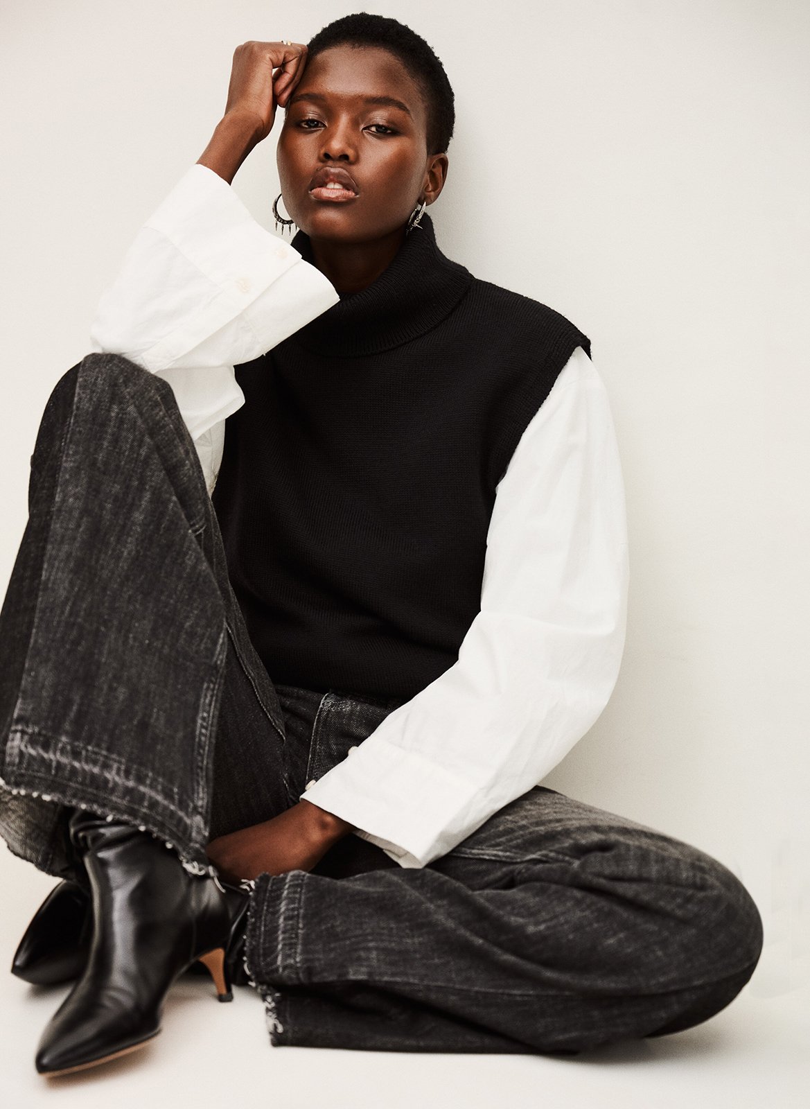 Fadou organic cotton flare jeans BA&SH Black