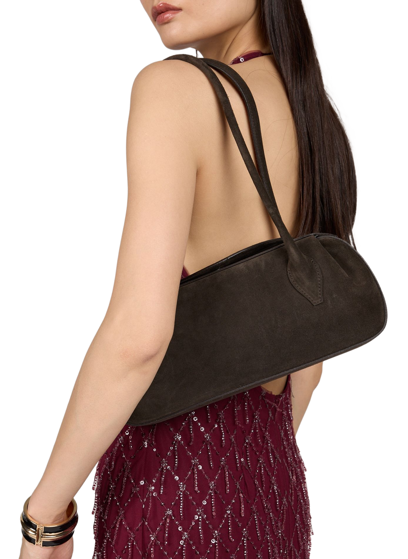 Mochi suede leather handbag YUZEFI Brown