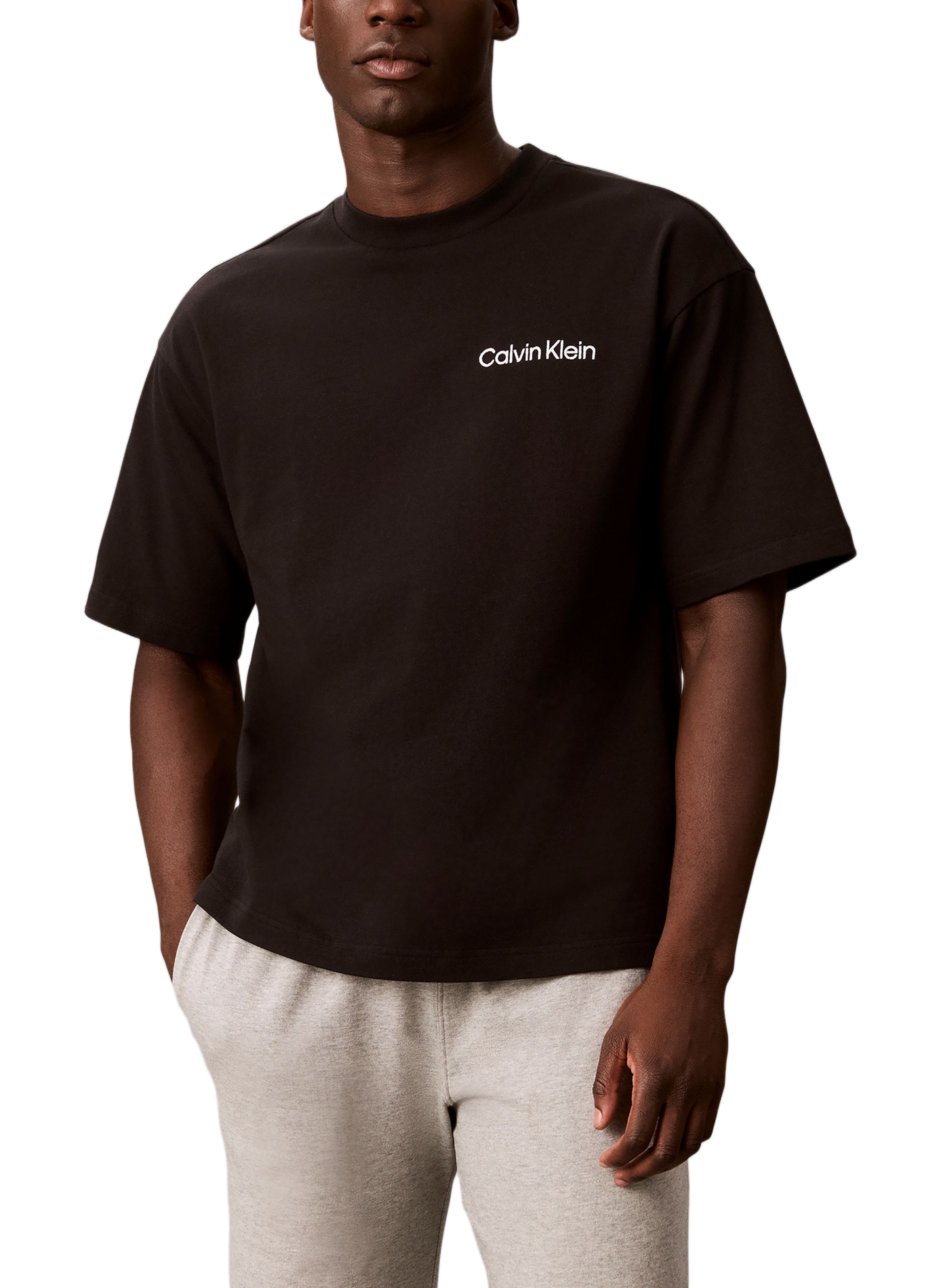 Pyjama-T-Shirt mit Logo aus Baumwollmischung CALVIN KLEIN Schwarz