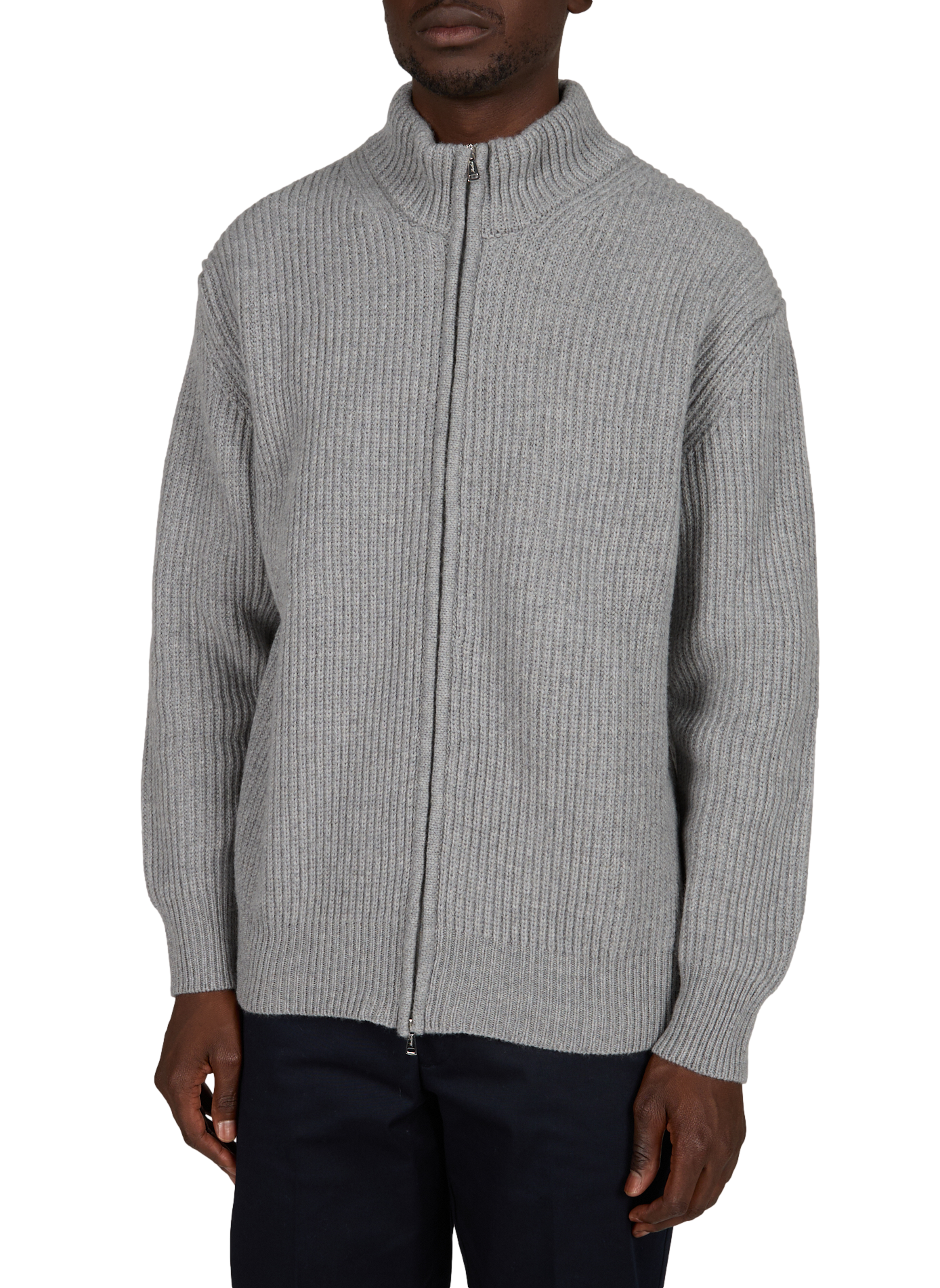 High-neck cashmere knit vest AURELIEN Grey