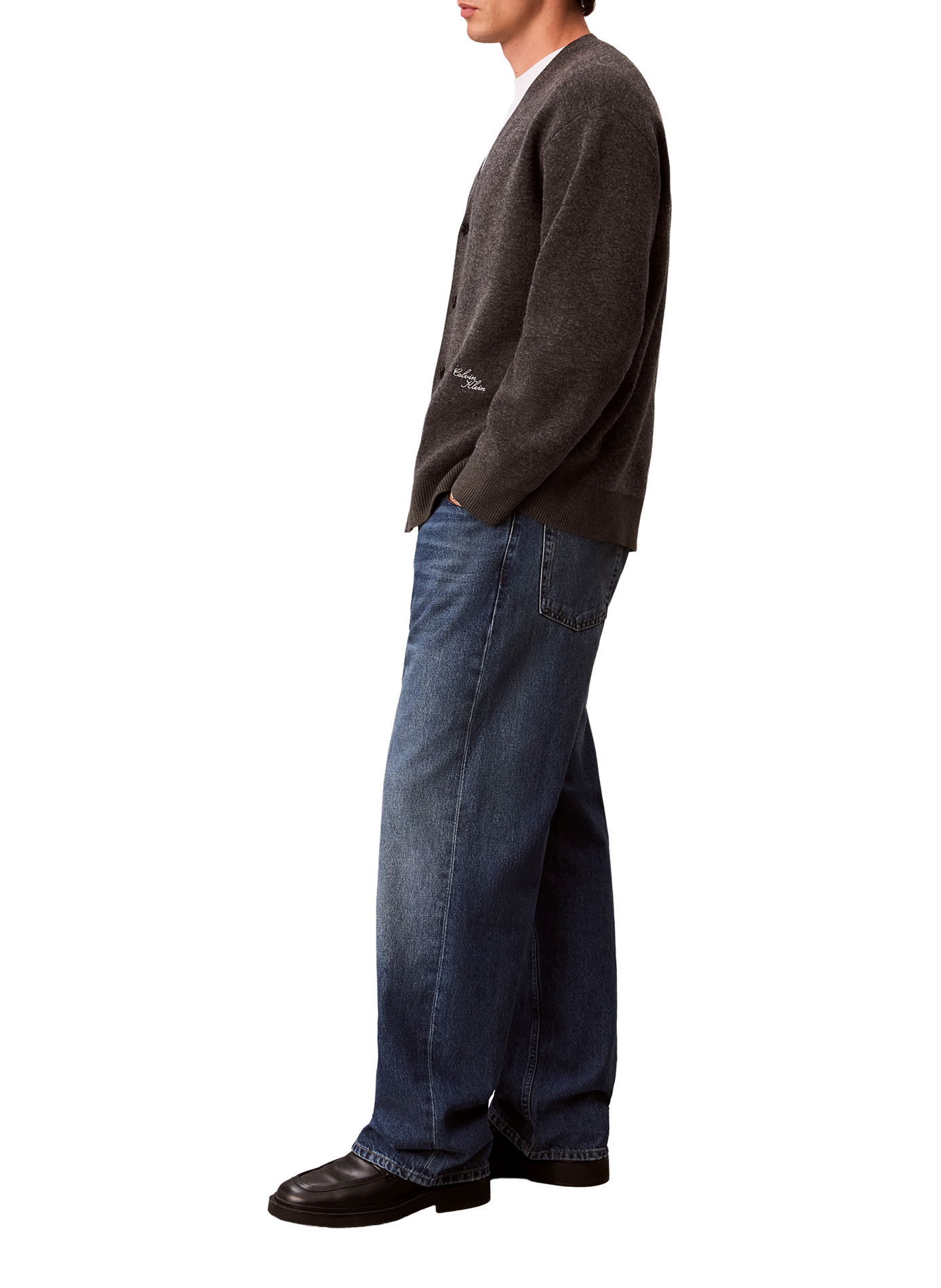 Straight-fit cardigan in a wool blend CALVIN KLEIN Grey