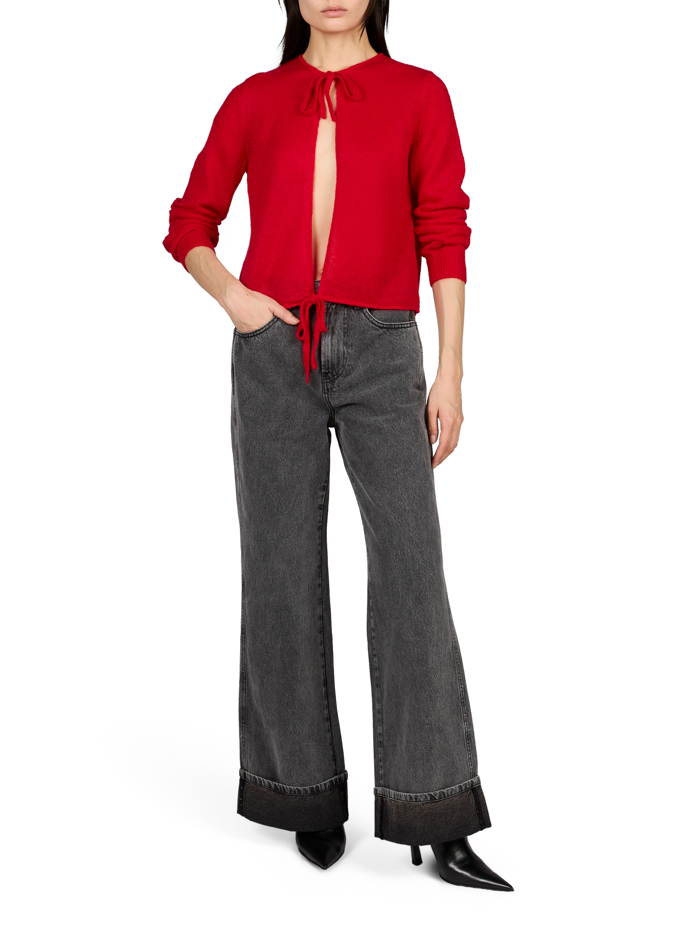 Oversized LEILA-gilet van wolmix THINKING MU Rood