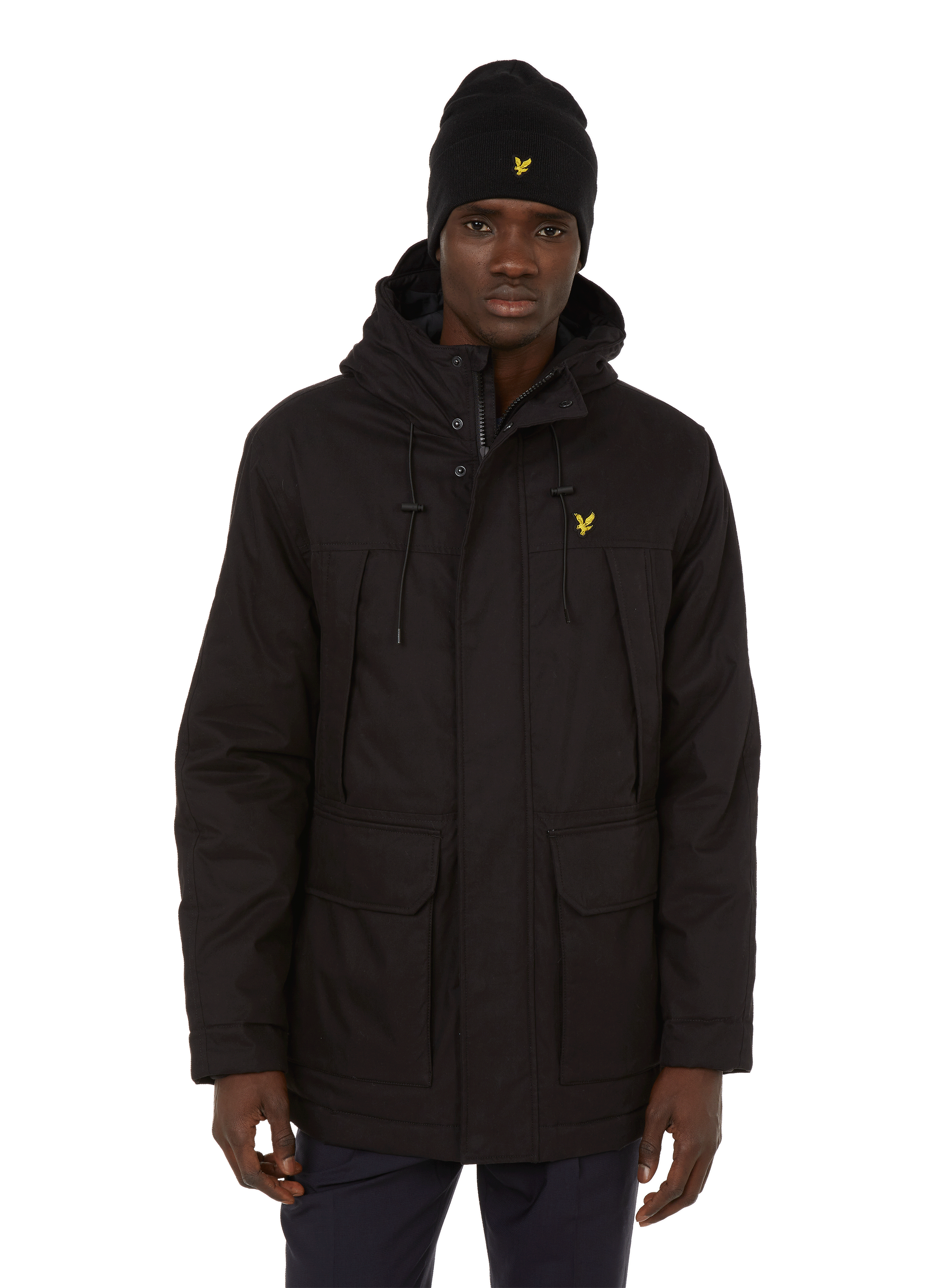 Parka à capuche en coton mélangé