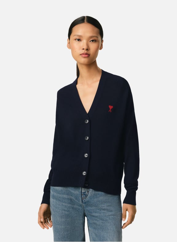 Cardigan ami de coeur rouge Bleu by AMI PARIS AMI PARIS Cardigan ami de coeur rouge Bleu