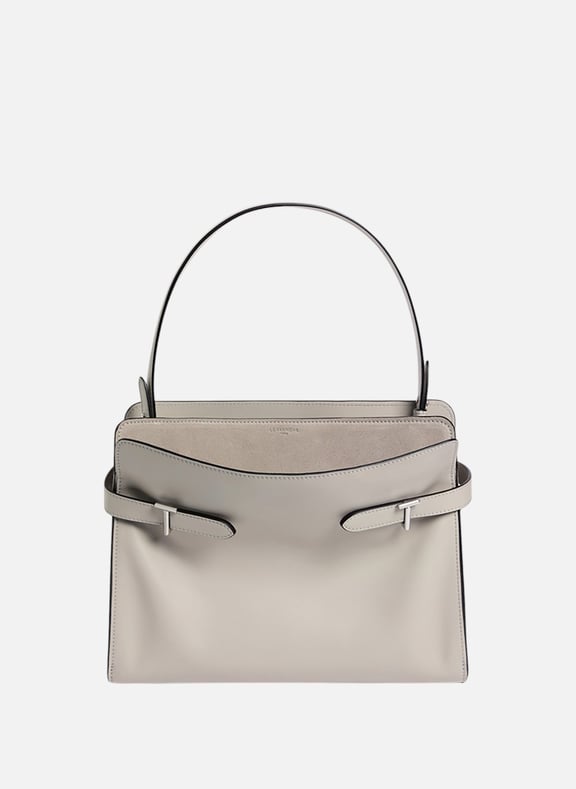 Sac porté épaule grand modèle emie en cuir lisse et nubuck Gris by LE TANNEUR LE TANNEUR Sac porté épaule grand modèle emie en cuir lisse et nubuck Gris