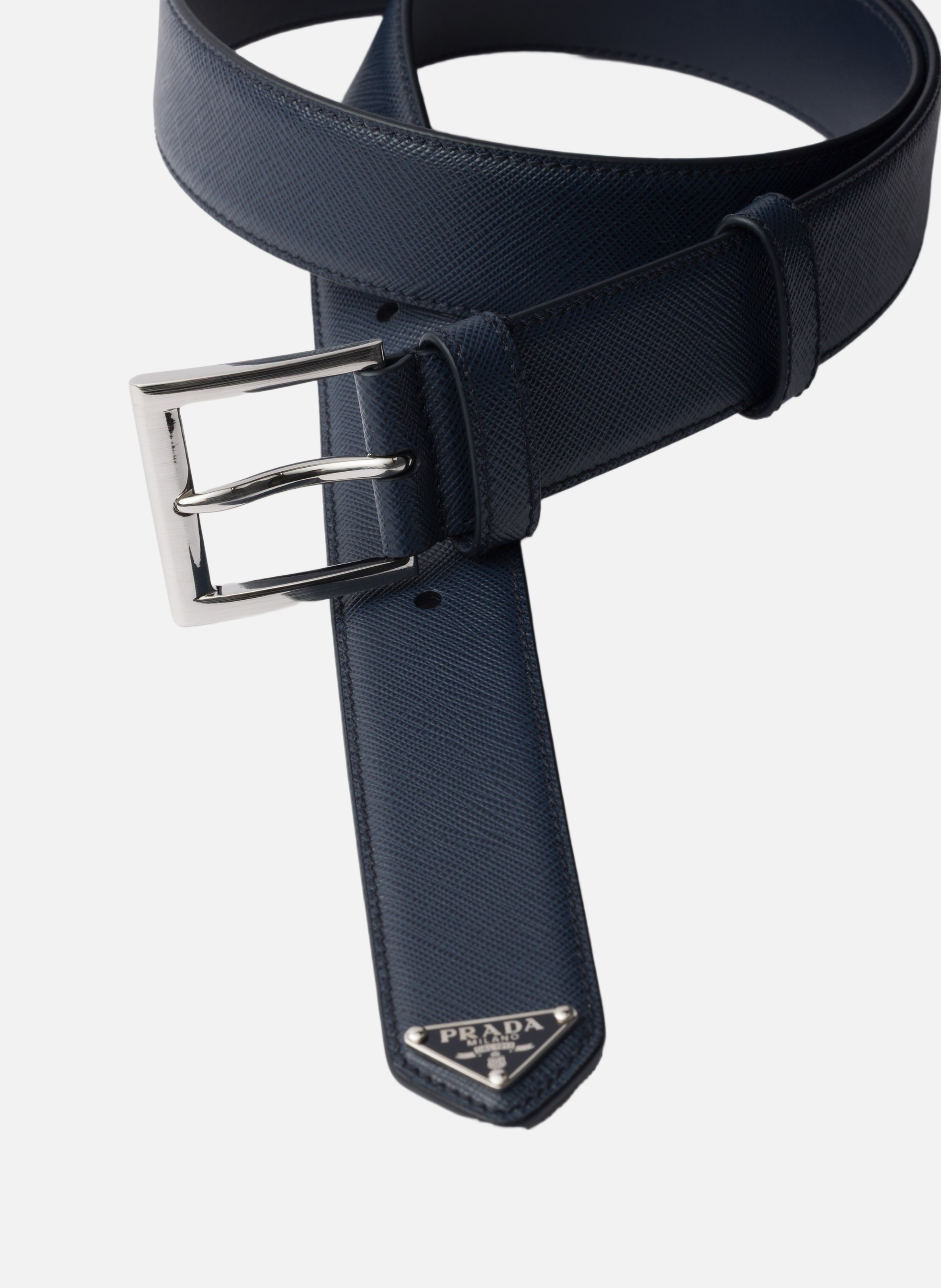 Ceinture en cuir saffiano PRADA Bleu