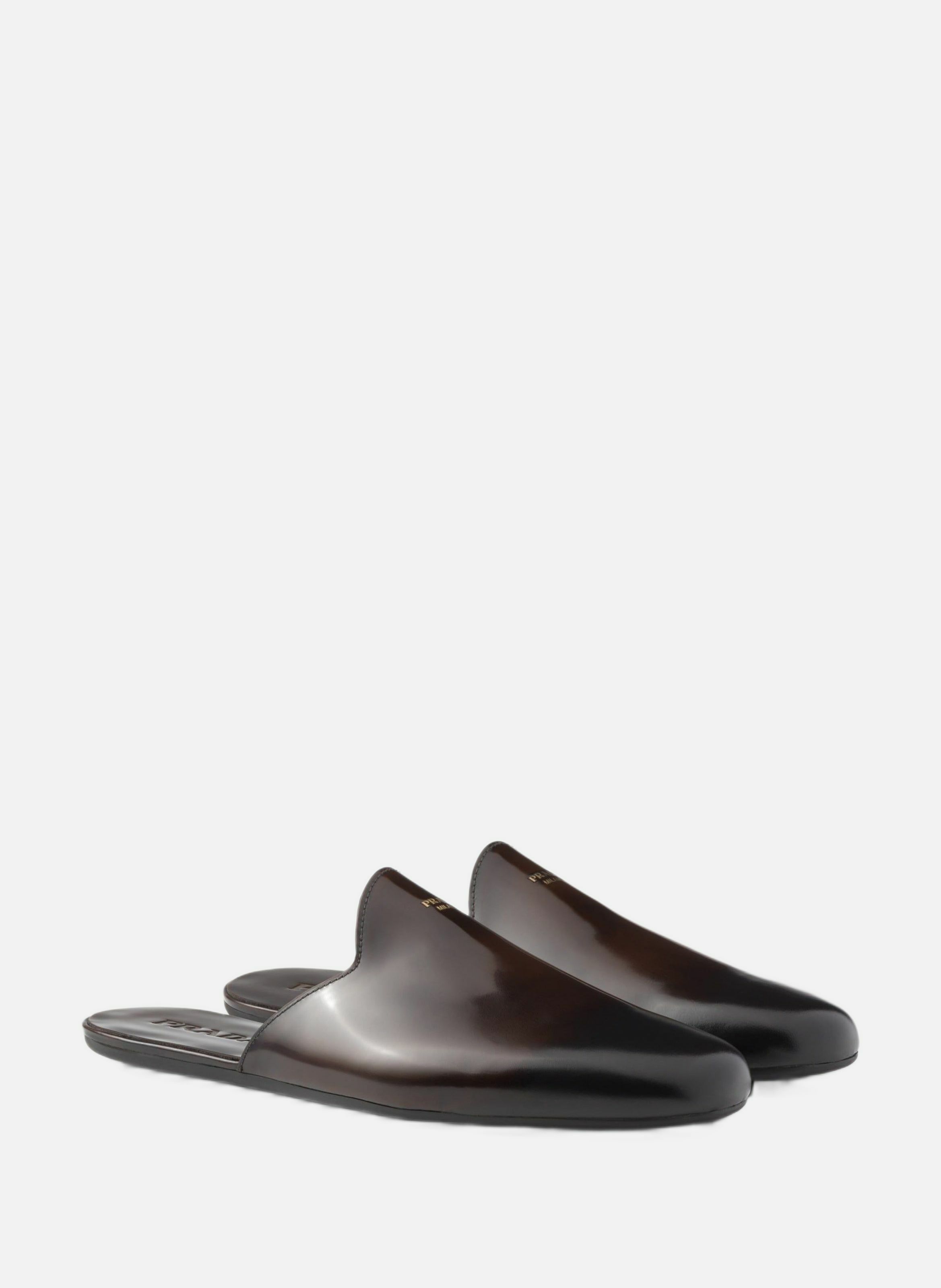 Mules en cuir brossé PRADA Marron
