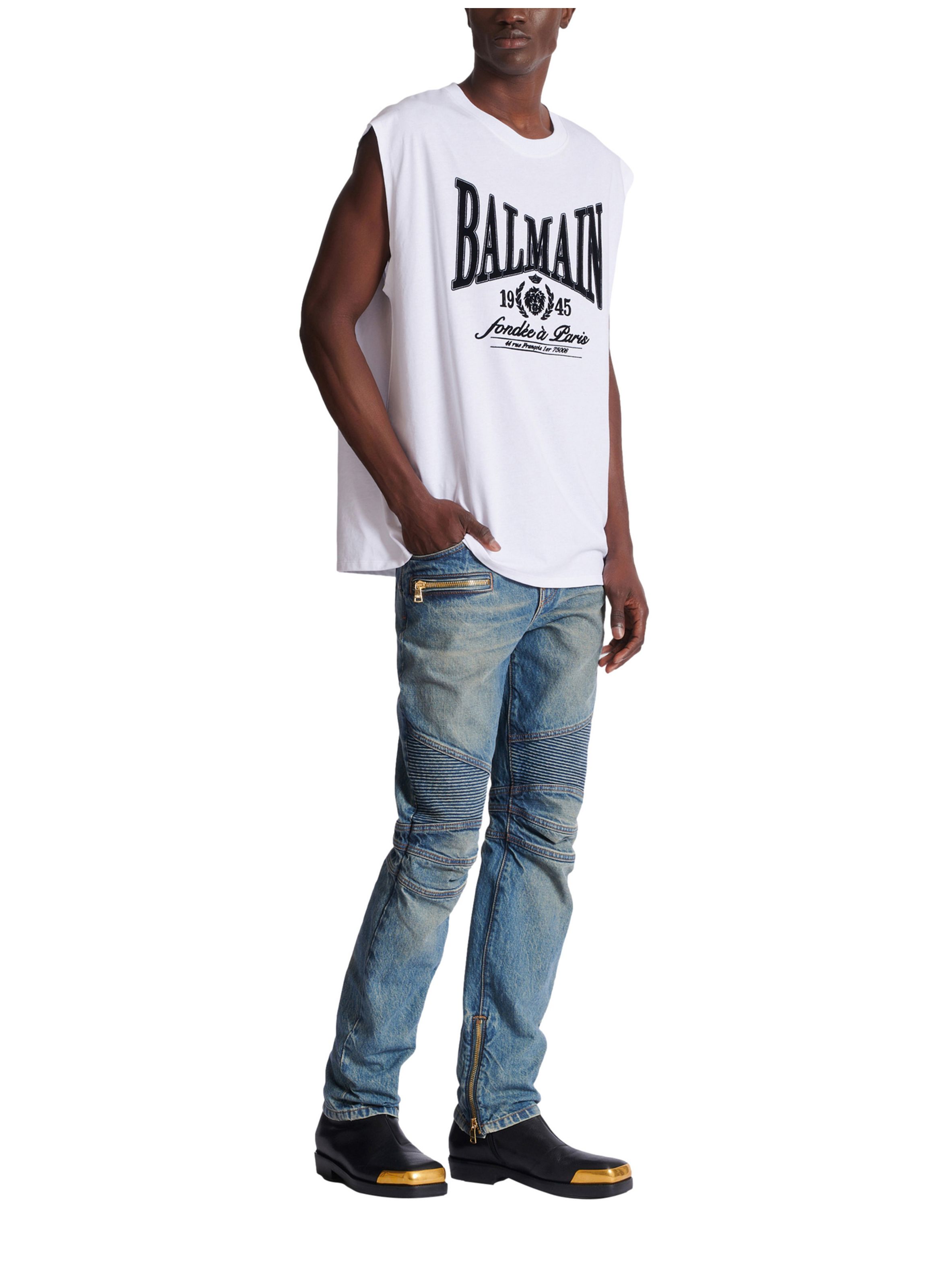 Débardeur décontracté avec imprimé BALMAIN Blanc