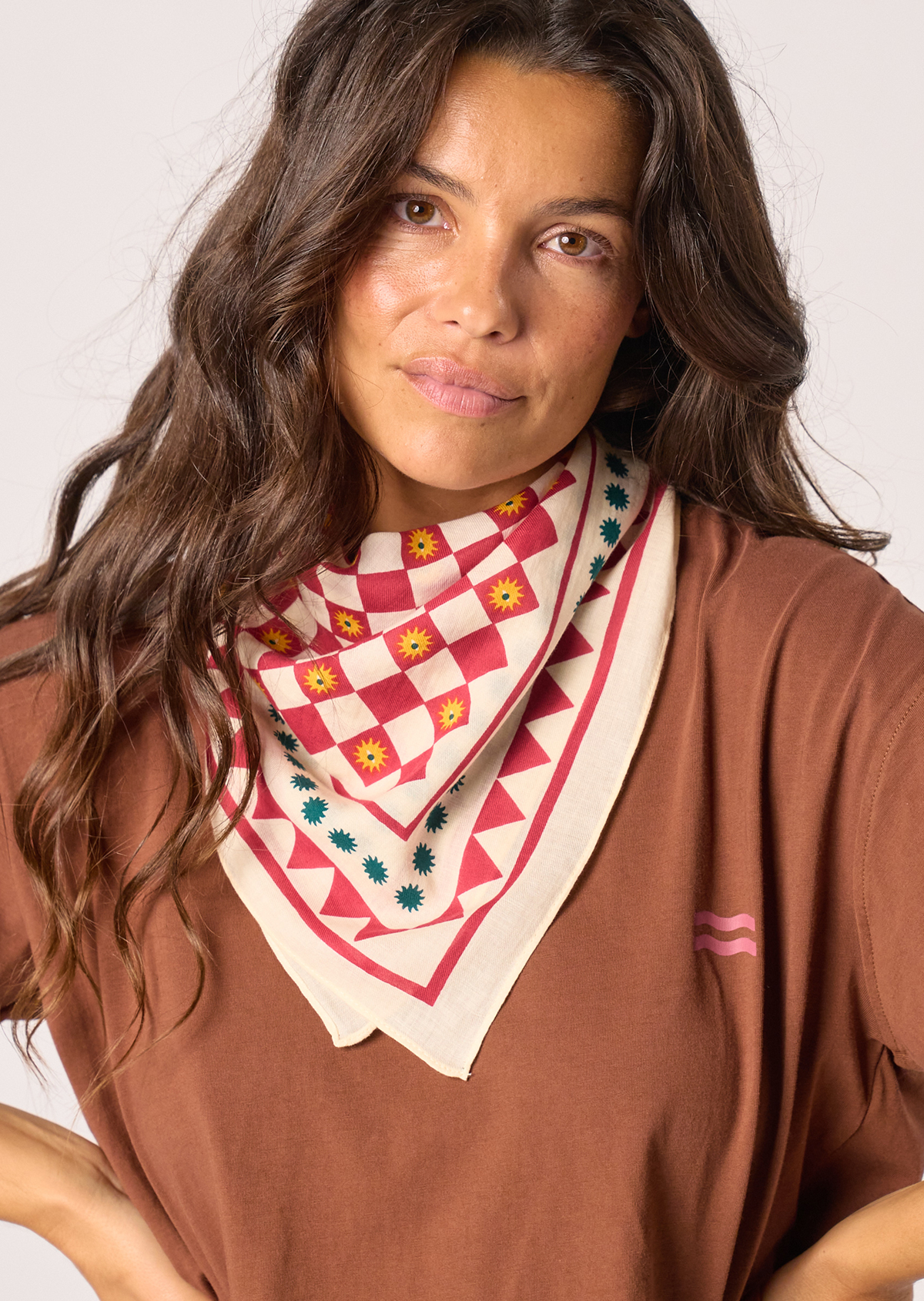 Petit foulard en coton biologique romane BILLYBELT Blanc