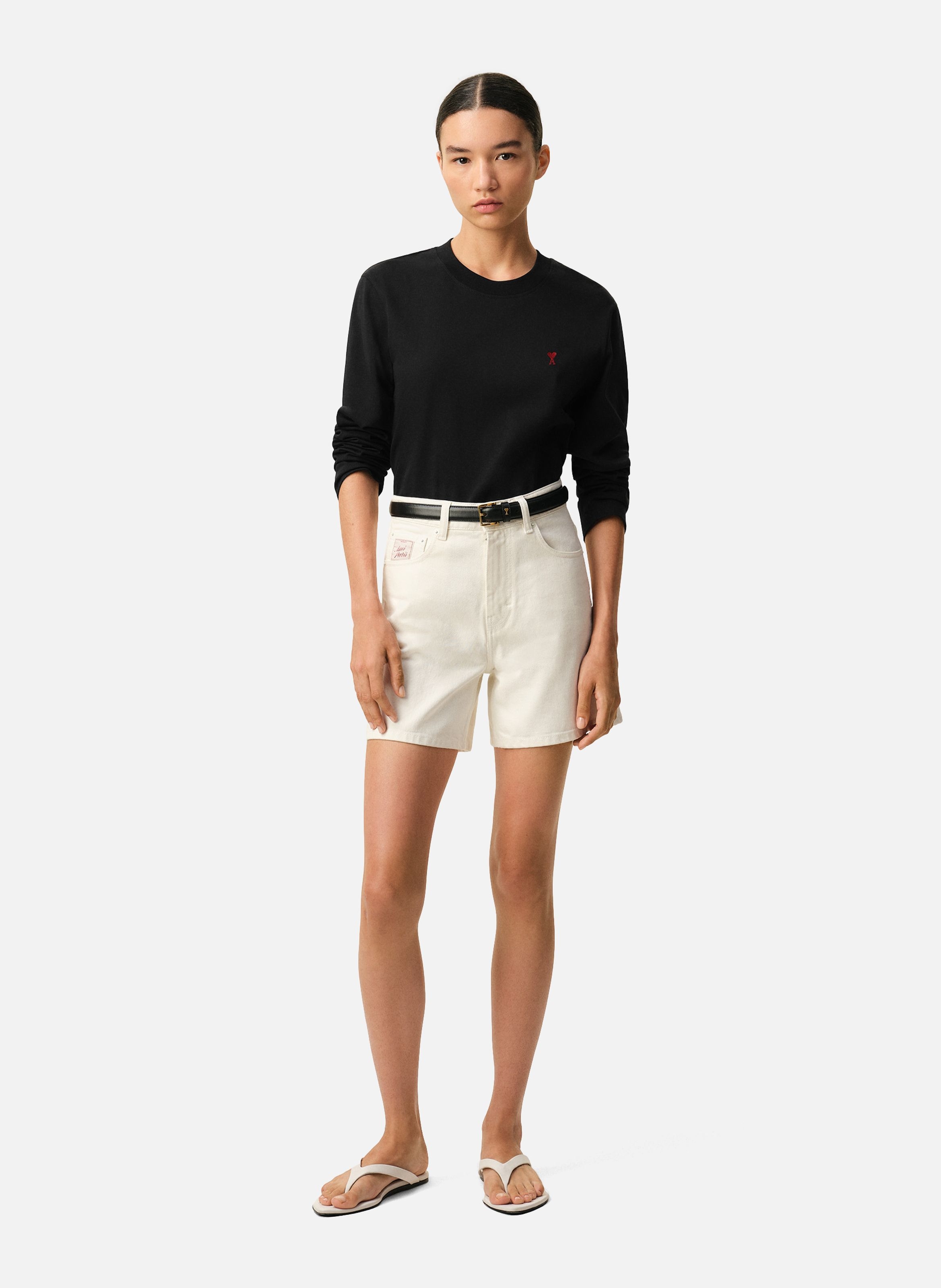 T-shirt Manches Longues Ami de Coeur Rouge unisexe Noir