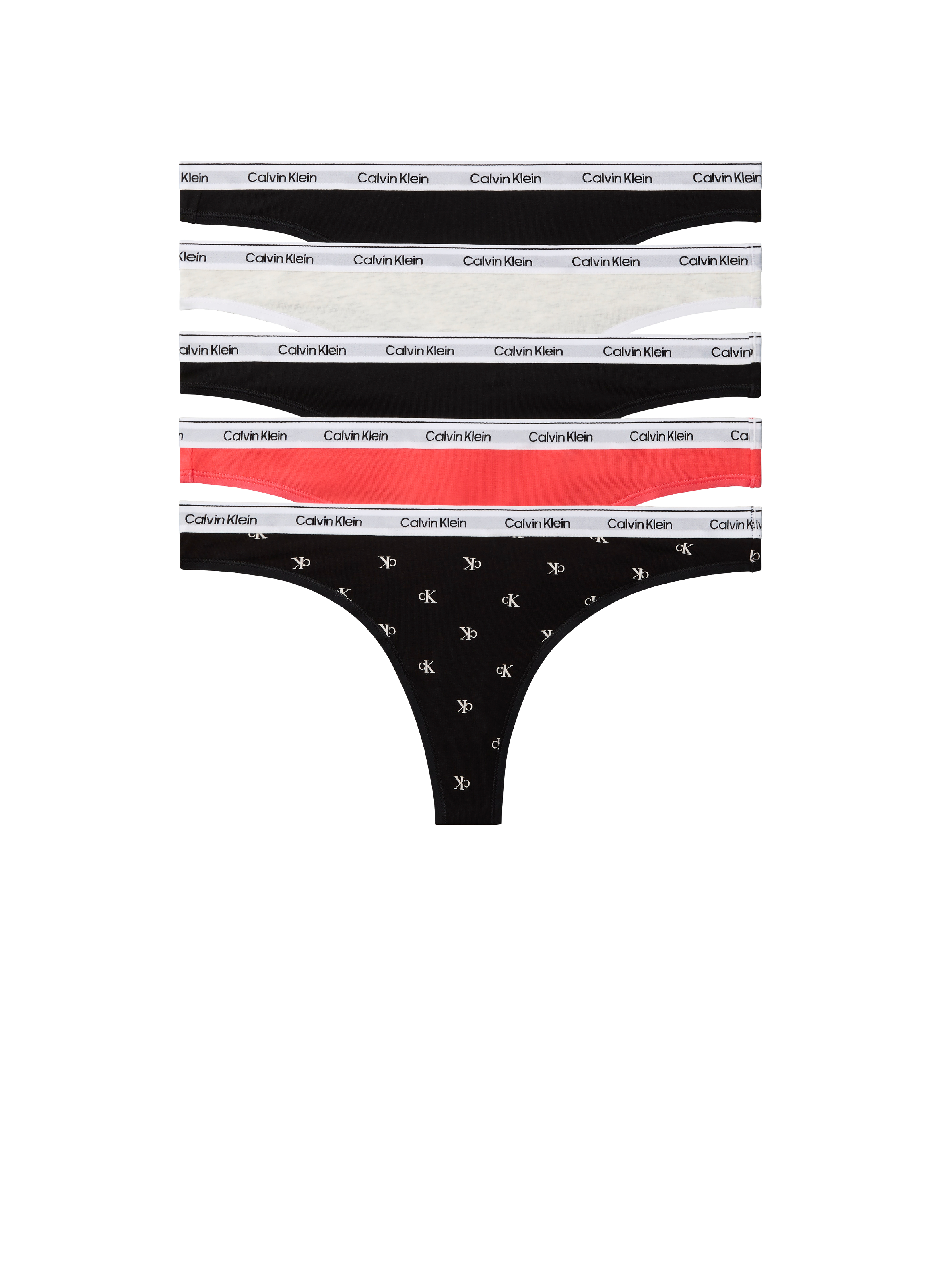 Lot de cinq strings en coton mélangé CALVIN KLEIN Multicolore