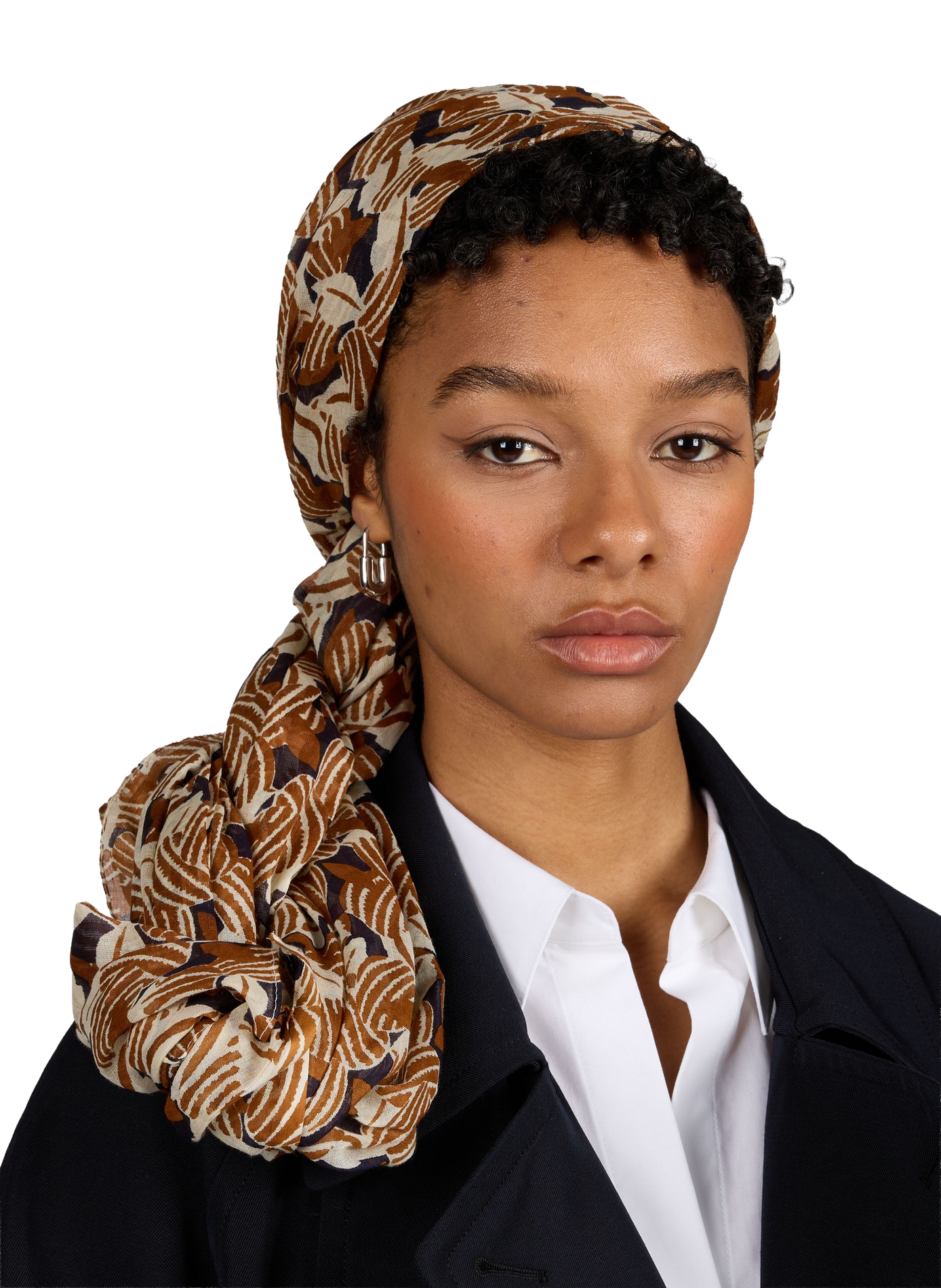 Oval and Round Cotton Stole AU PRINTEMPS PARIS Brown