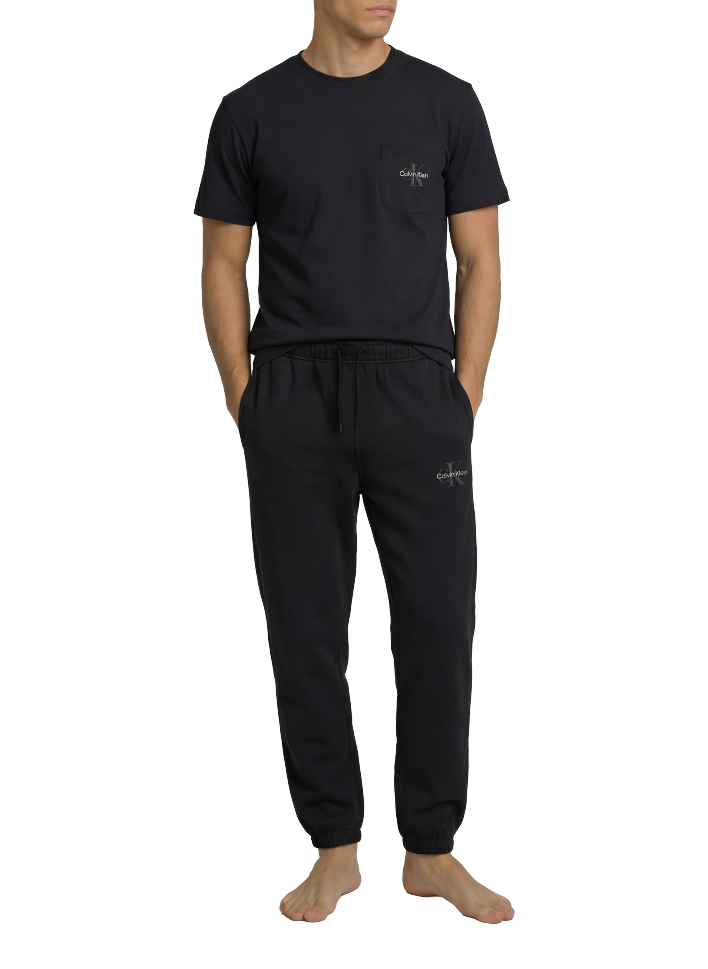 Pantalon de jogging d'intérieur en coton mélangé CALVIN KLEIN Noir