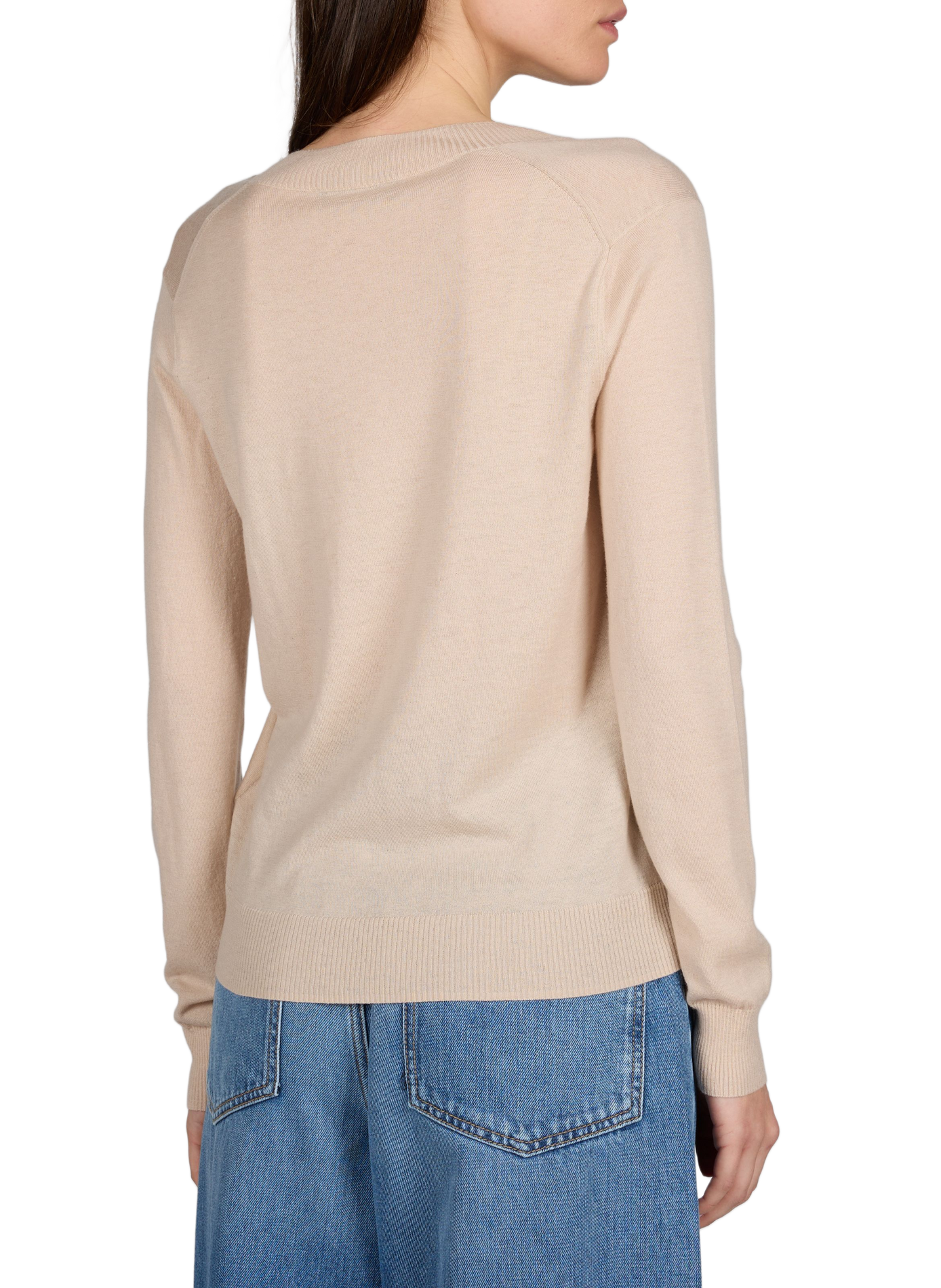 Pull col V en laine et cachemire MAX MARA WEEK END Beige