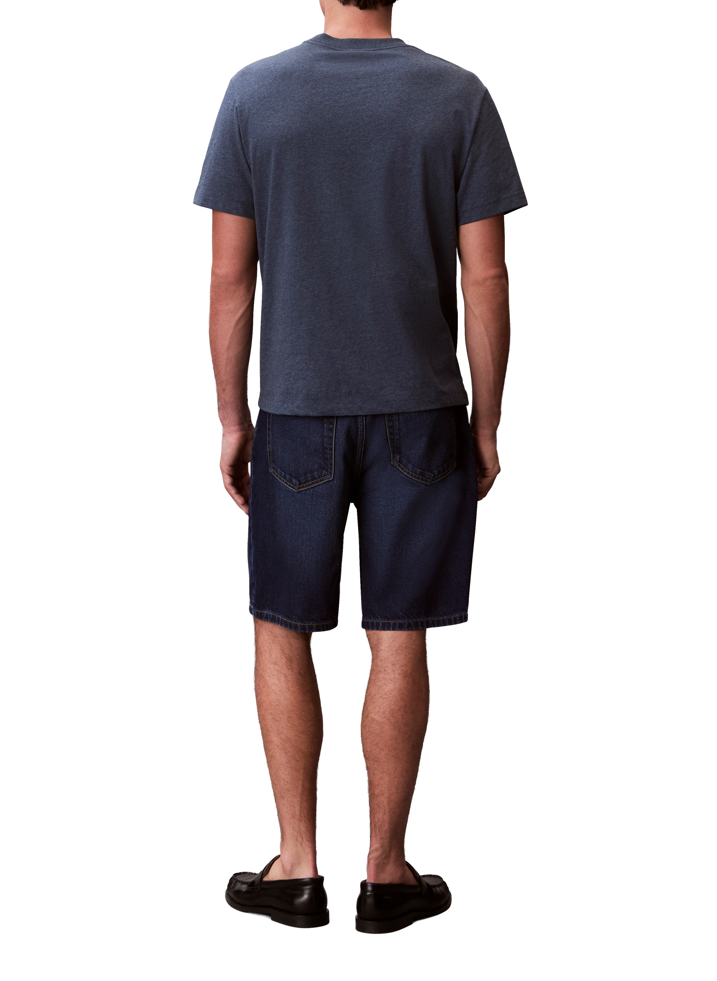 Bermuda droit en denim de coton CALVIN KLEIN Bleu