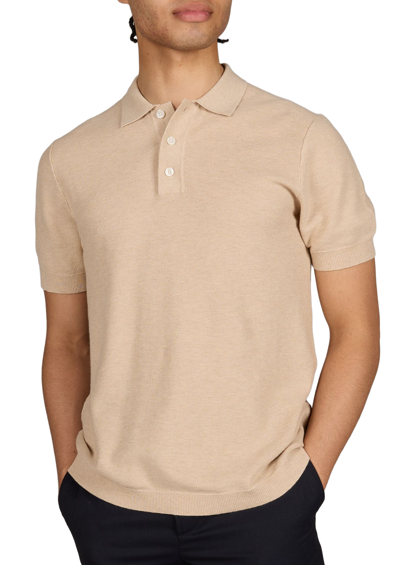 Short-sleeved polo in piqué cotton and cashmere HACKETT Beige