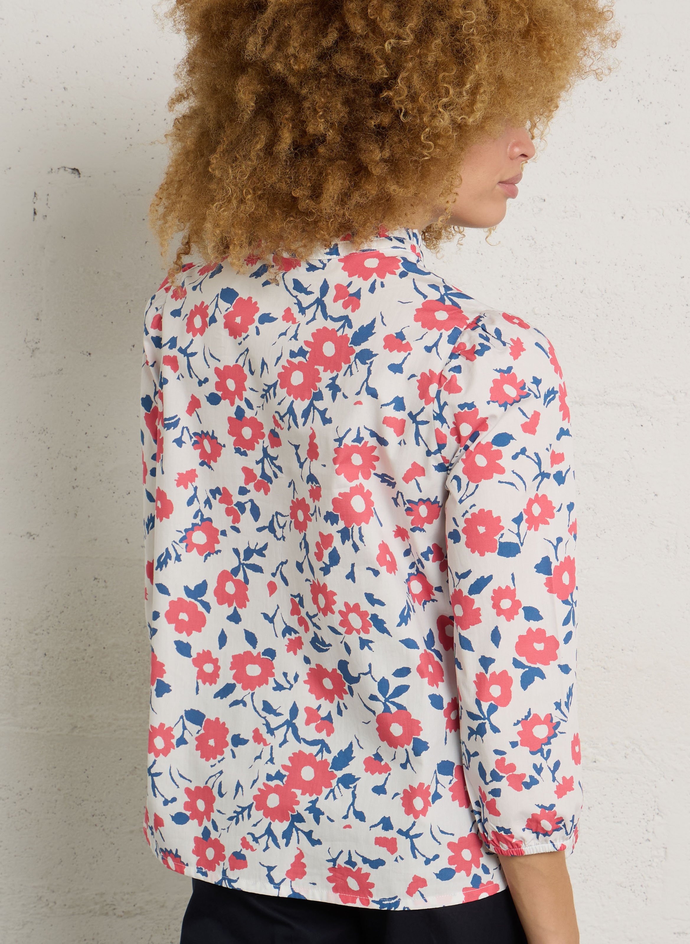 Blouse col tunisien imprimée deauville ARMOR-LUX Rouge