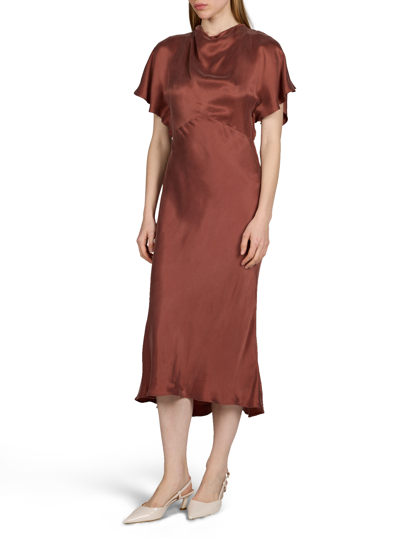 Robe longue cintrée fluide BOSS Rouge