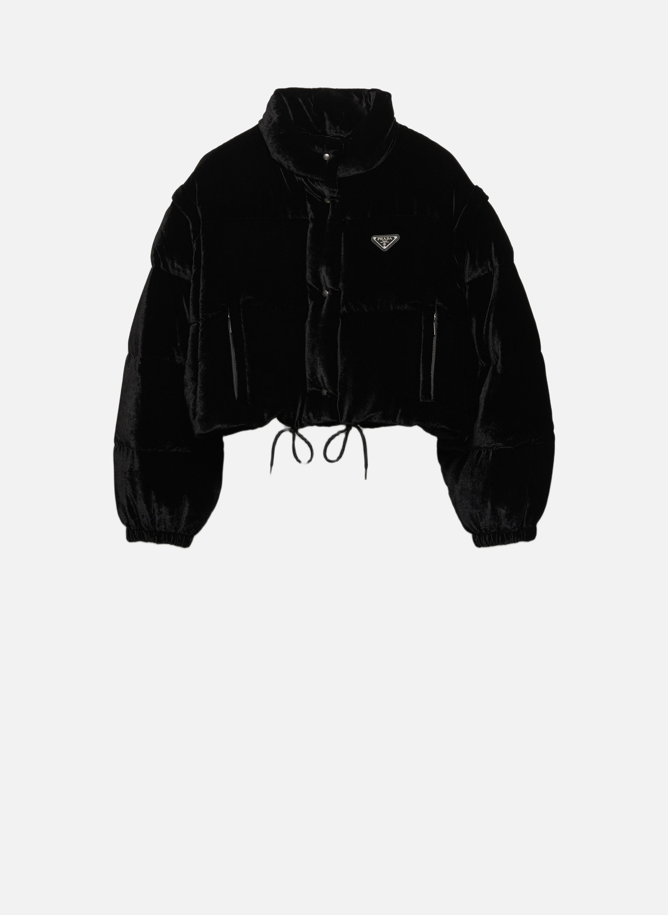 Doudoune courte convertible en velours PRADA Noir