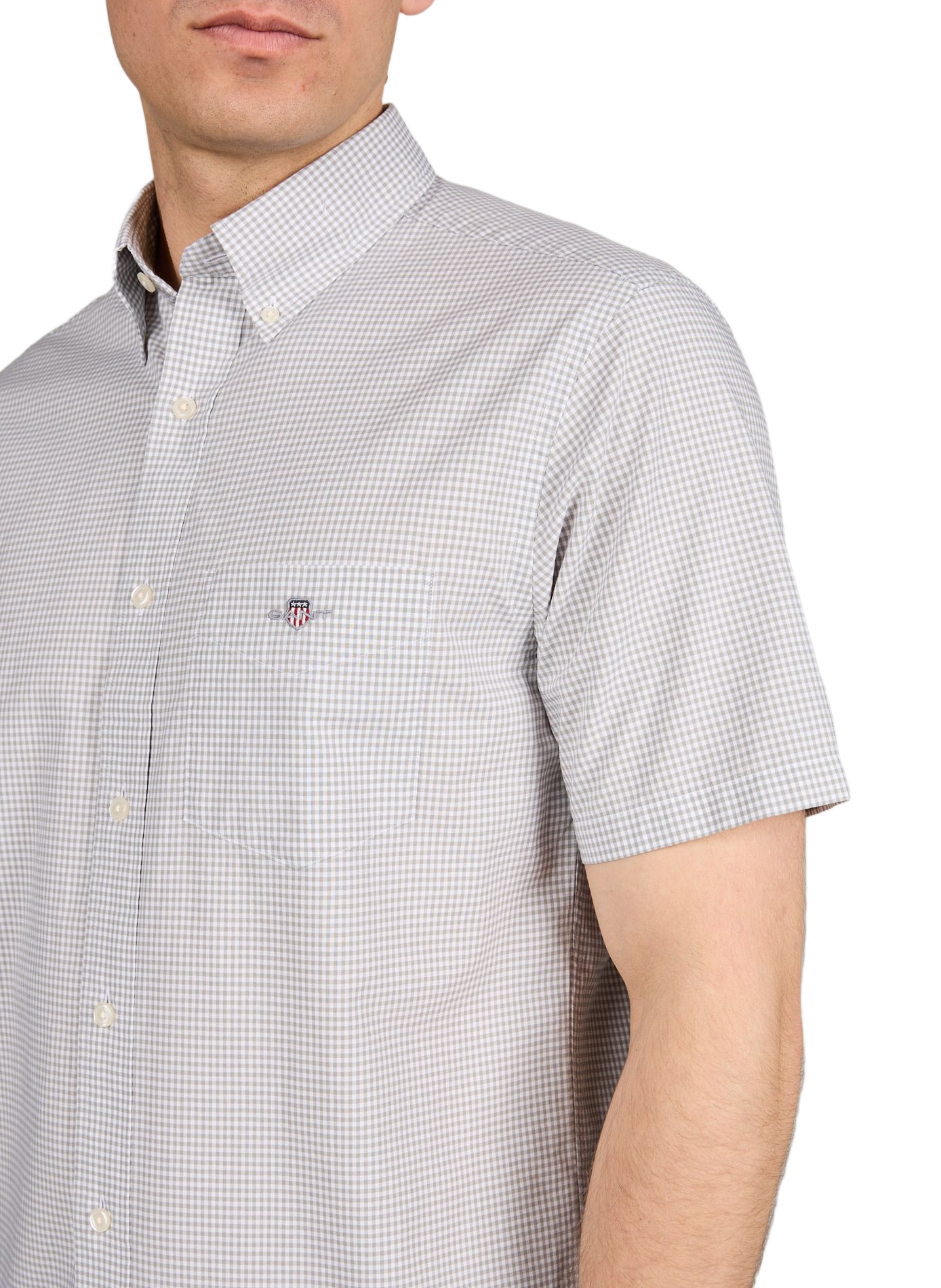 Chemise droite à carreaux en coton GANT Gris
