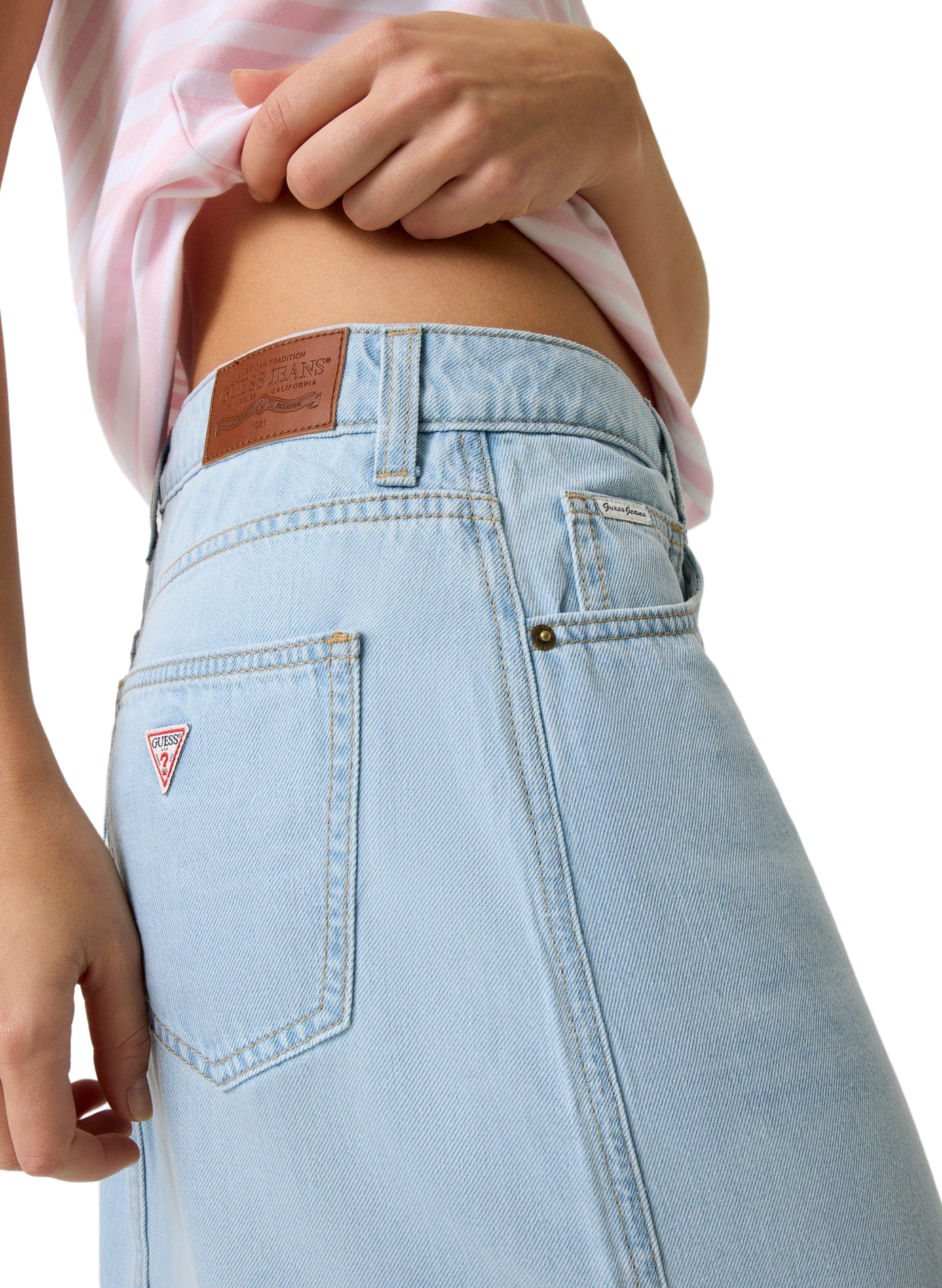 Denim cotton blend skirt GUESS Blue