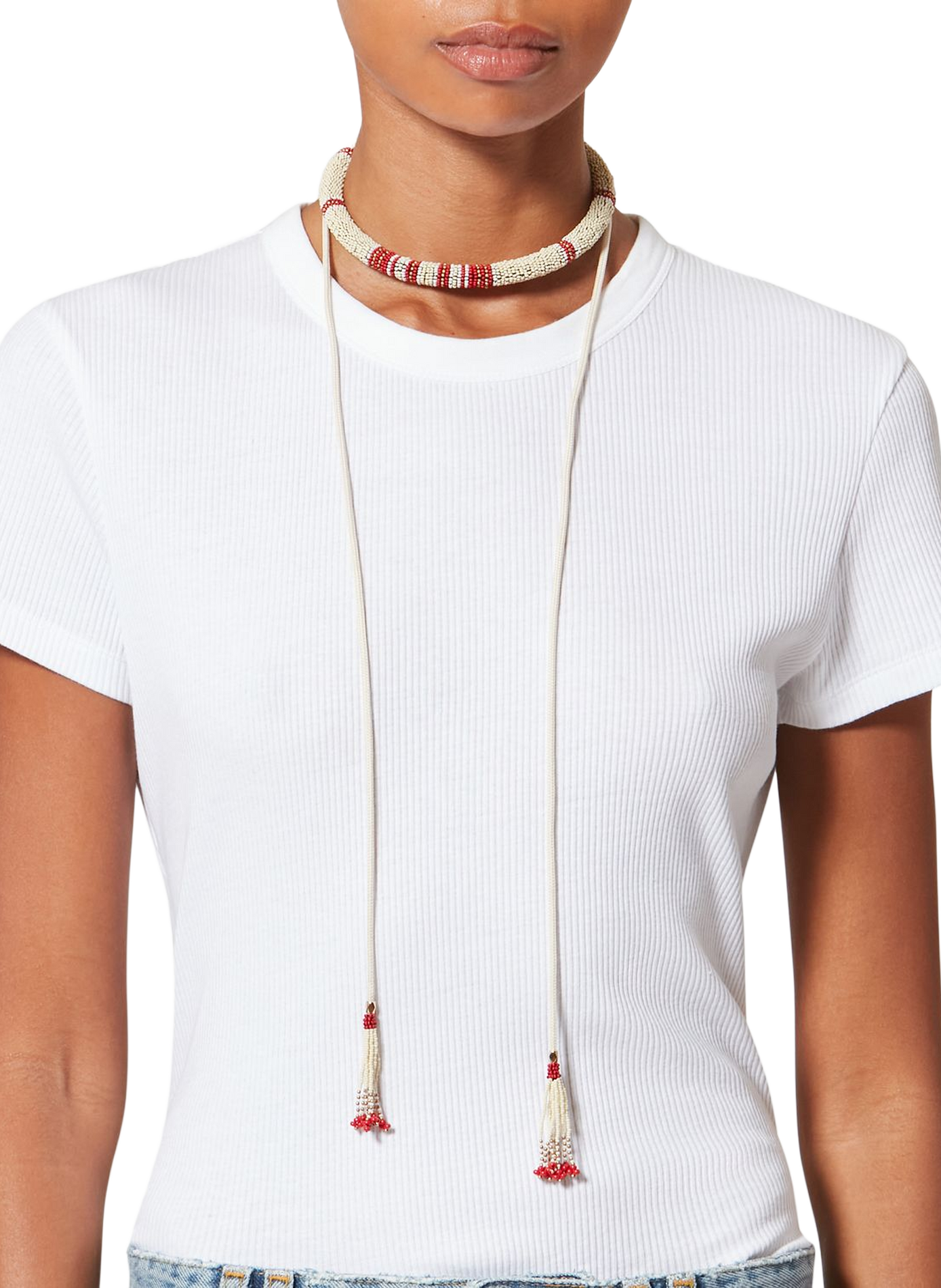 Collana lunga Nina in perle di vetro e corda ISABEL MARANT Bianco