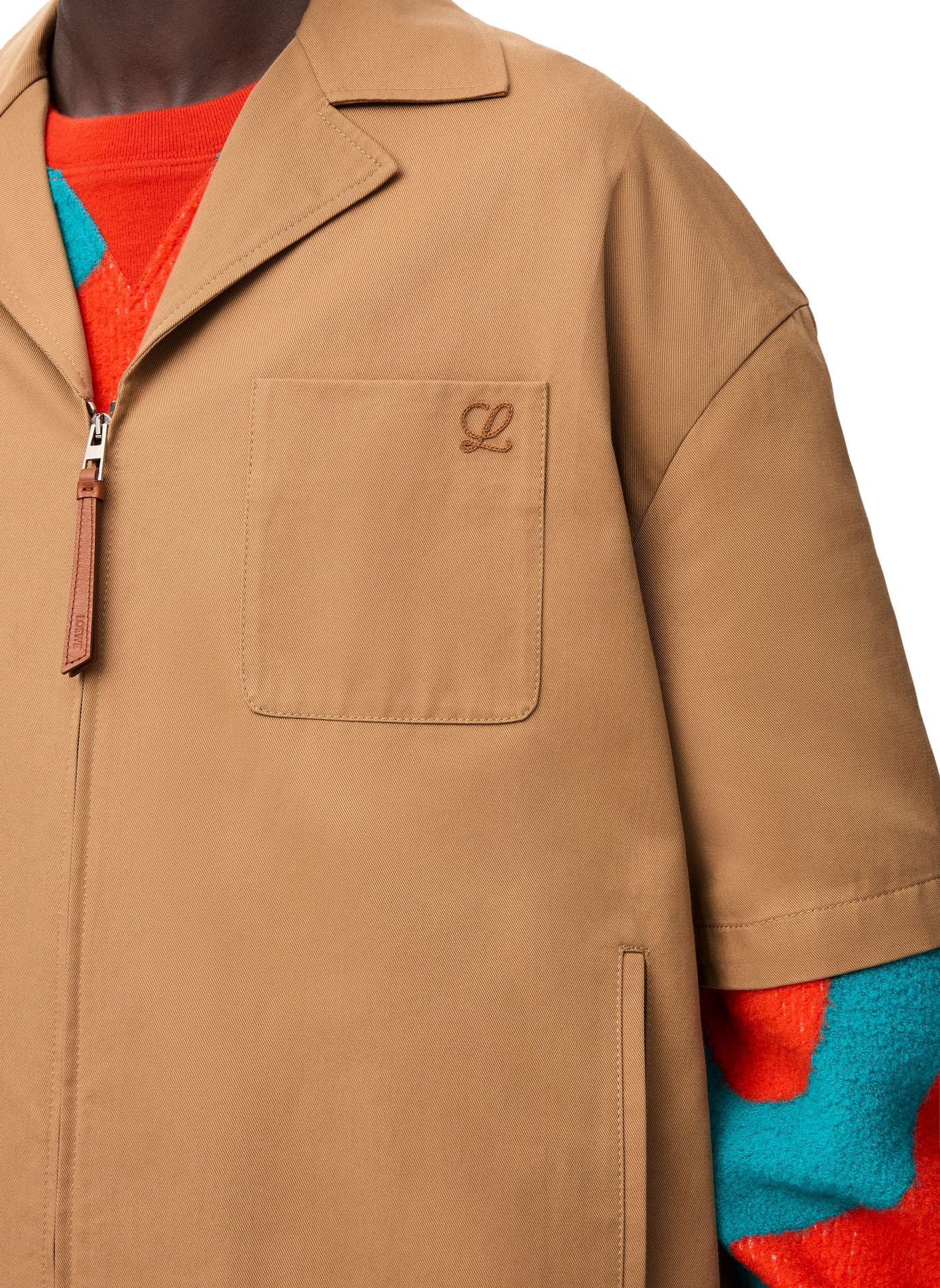 Chemise manches courtes en garbadine coton LOEWE Beige