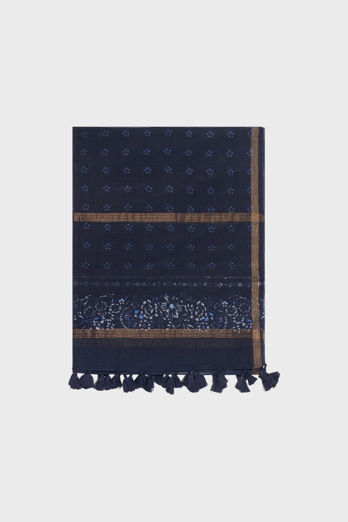 Etole à pompons en coton et soie - daphne GERARD DAREL Bleu