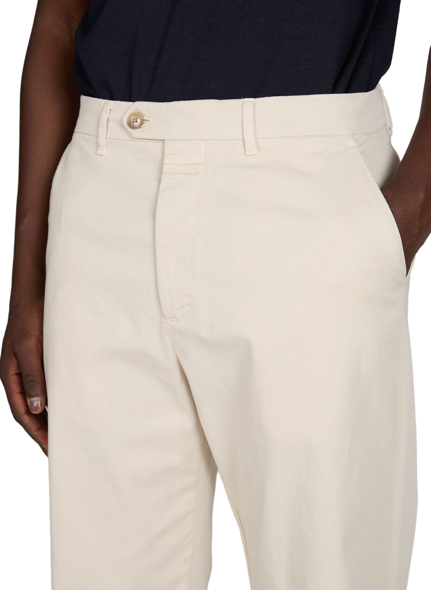Pantalon coupe droite stretch en coton mélangé CLOSED Beige