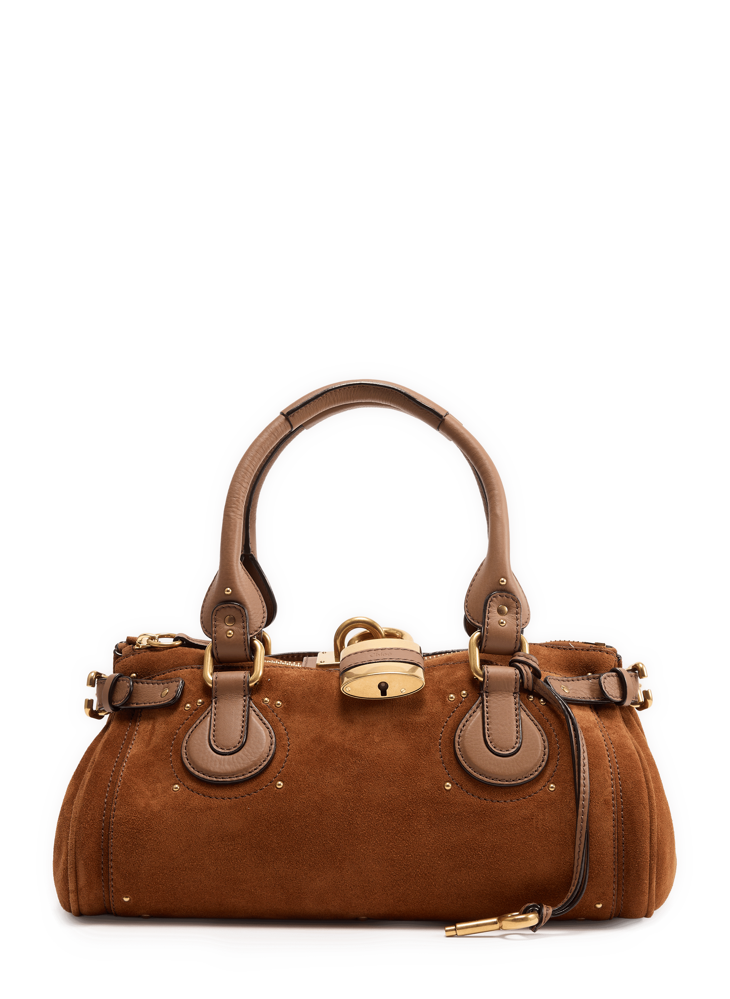 Sac épaule Paddington en cuir de veau daim CHLOÉ Marron