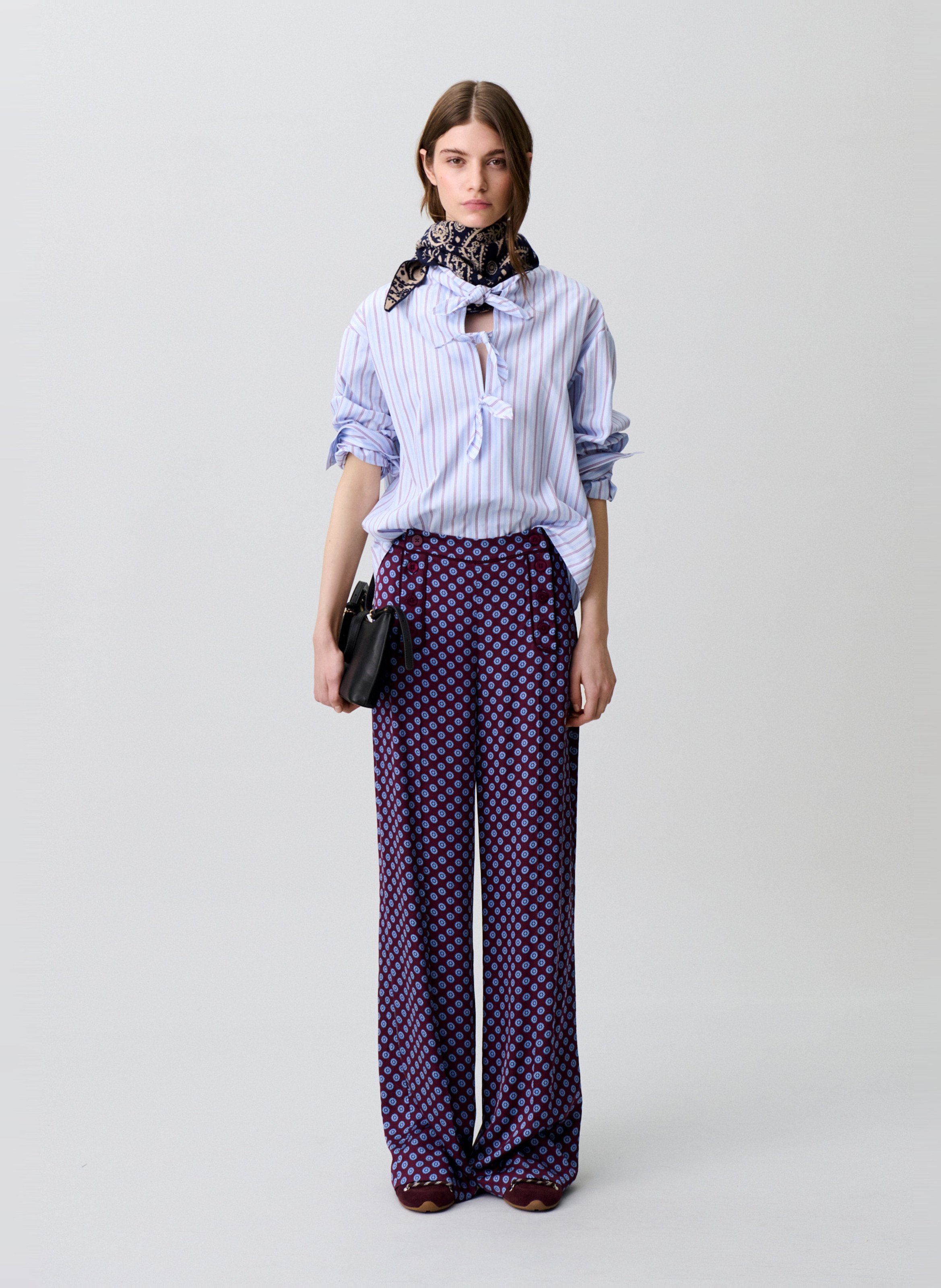 Pantalon large fluide imprimé CLAUDIE PIERLOT Rouge