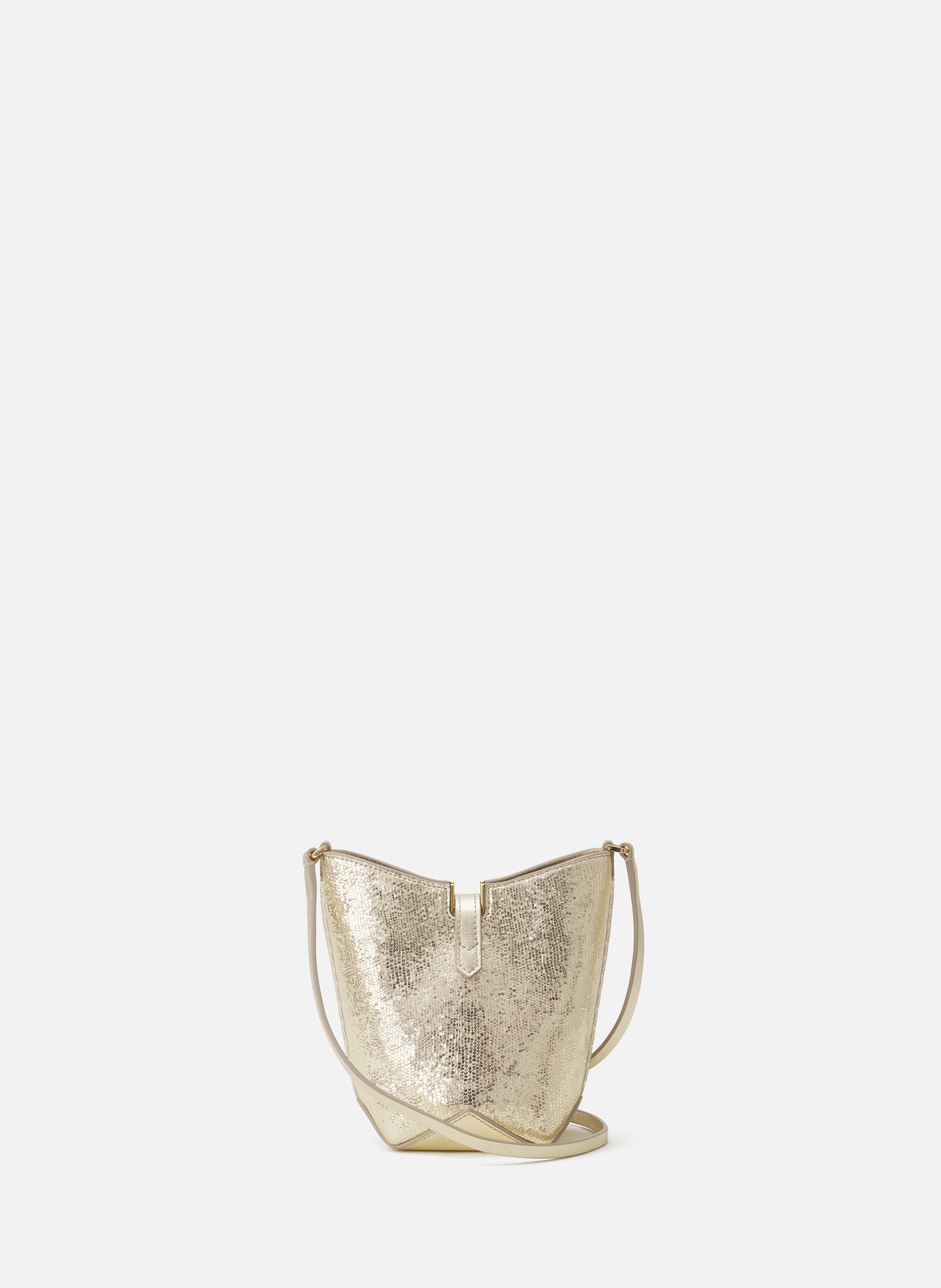 Sac seau nano catch by lanvin en cuir métallisé craquelé LANVIN Argent