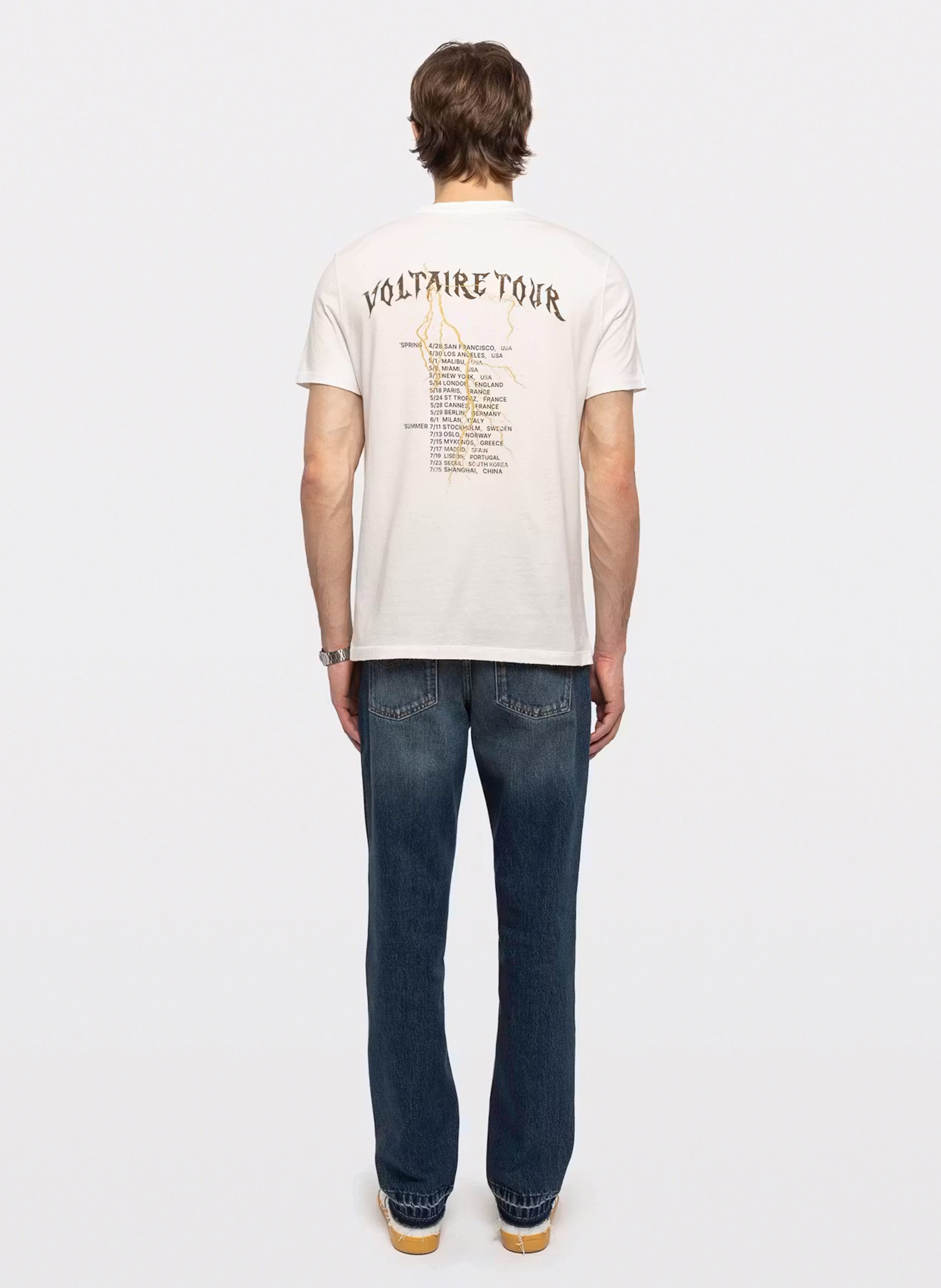Ronde hals T-shirt met zeefdruk van katoen Jimmy ZADIG&VOLTAIRE Wit