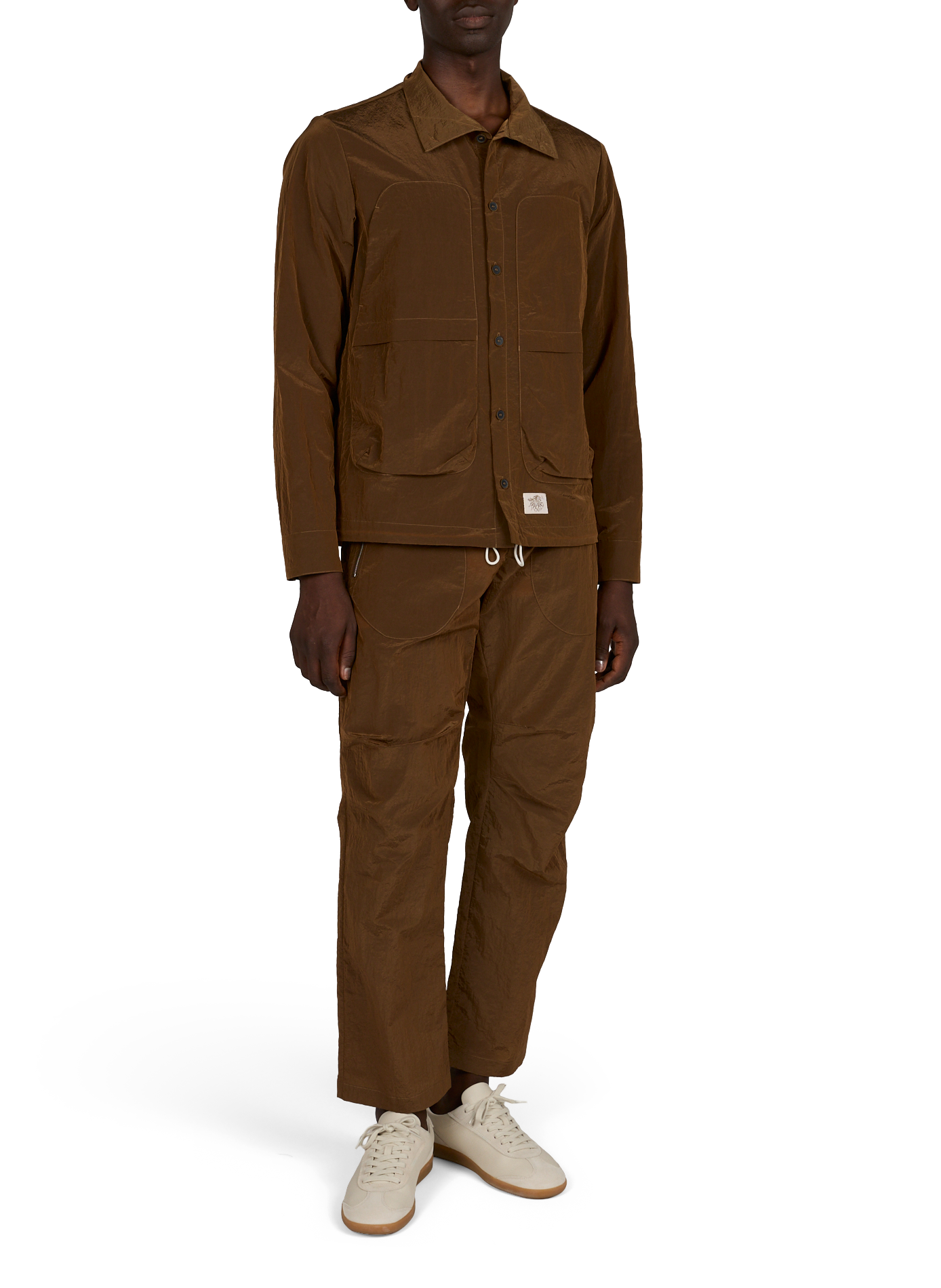 Veste texturée à col montant satinée RANRA Marron