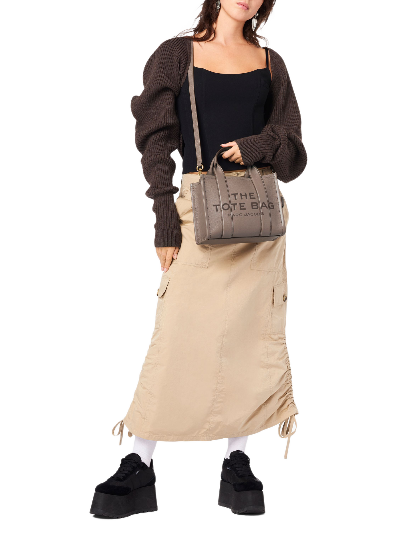 The Tote mini leather tote bag MARC JACOBS Grey