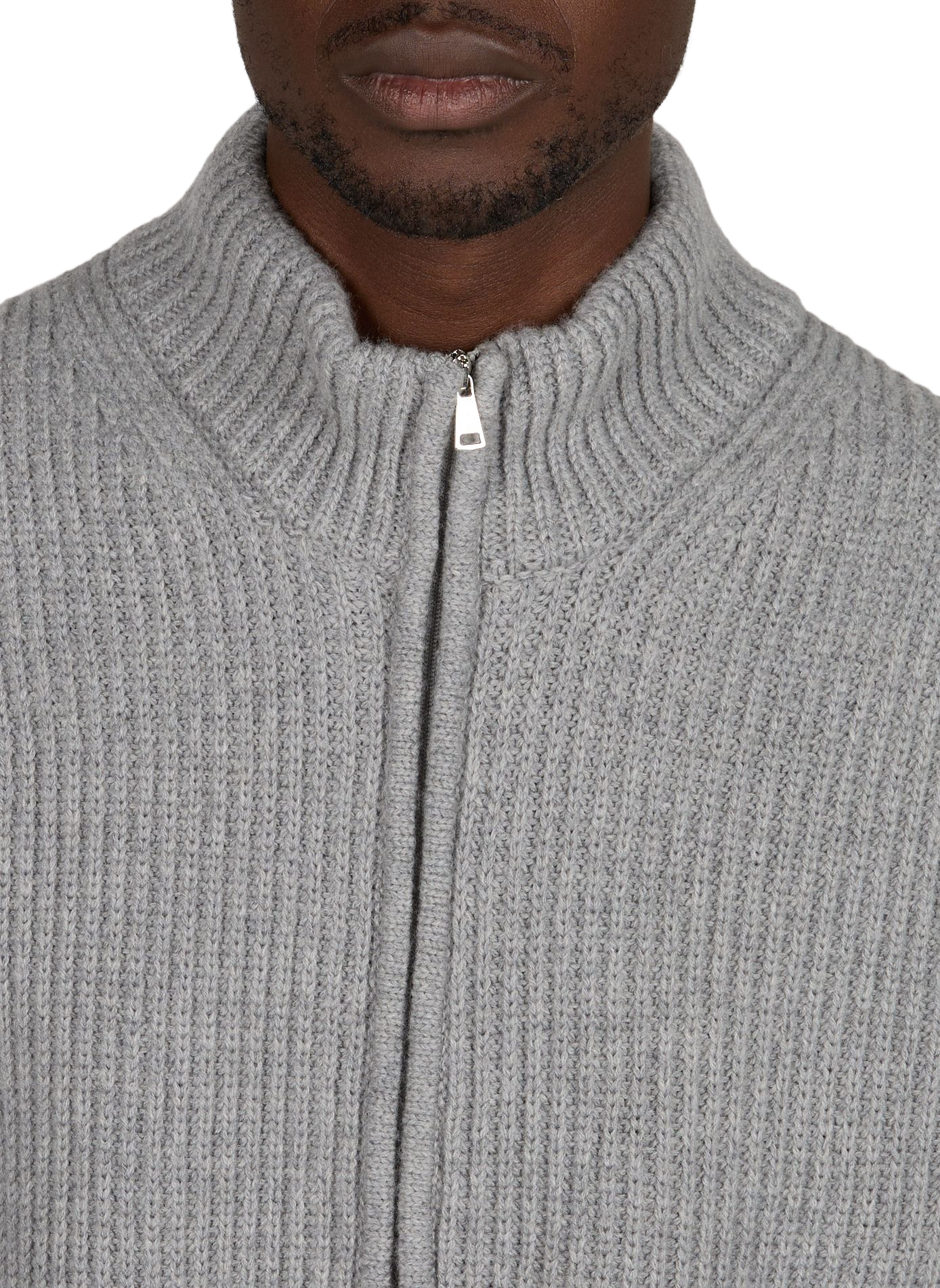 High-neck cashmere knit vest AURELIEN Grey