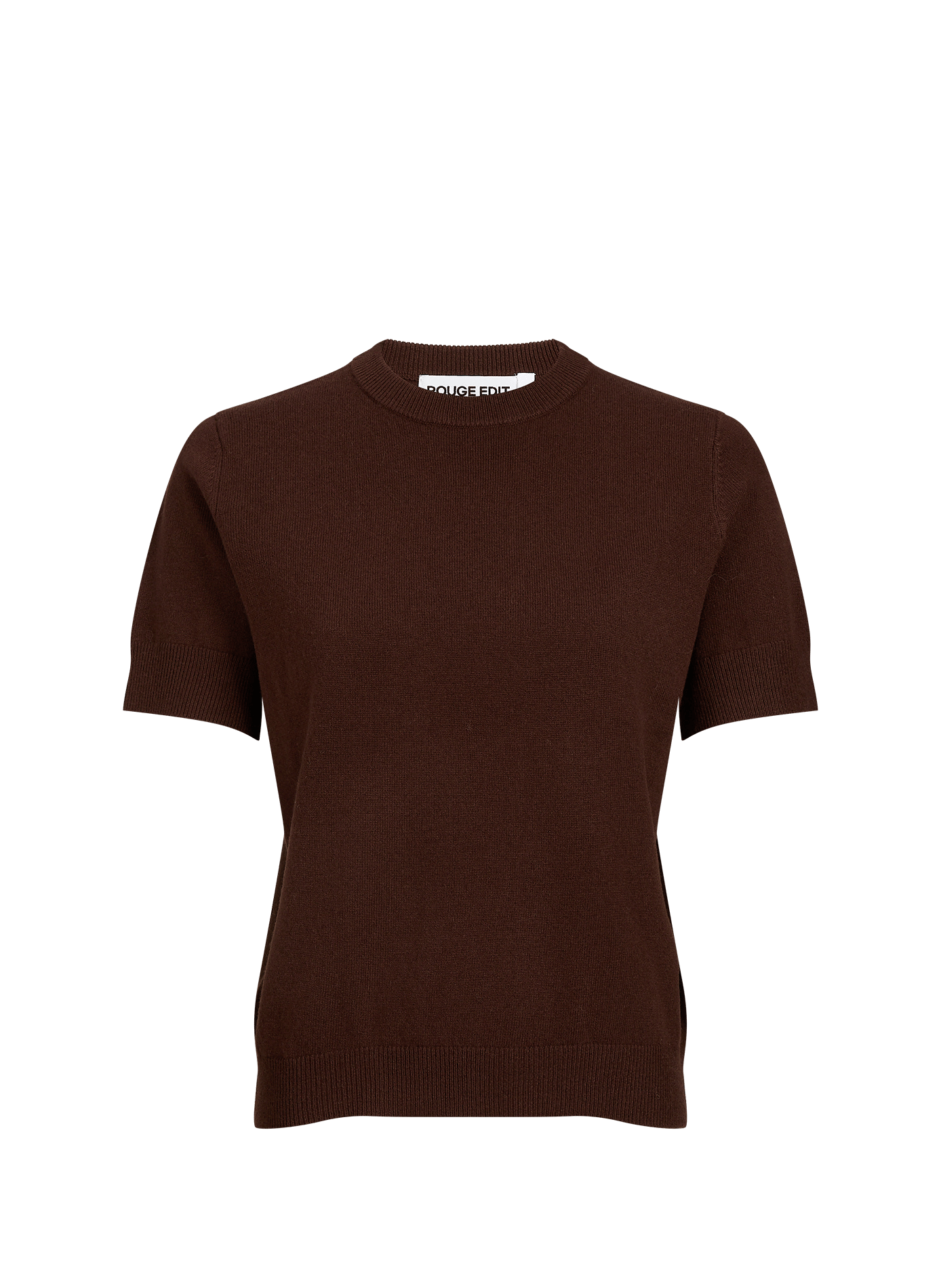 Straight cut round neck wool sweater ROUGE EDIT Brown