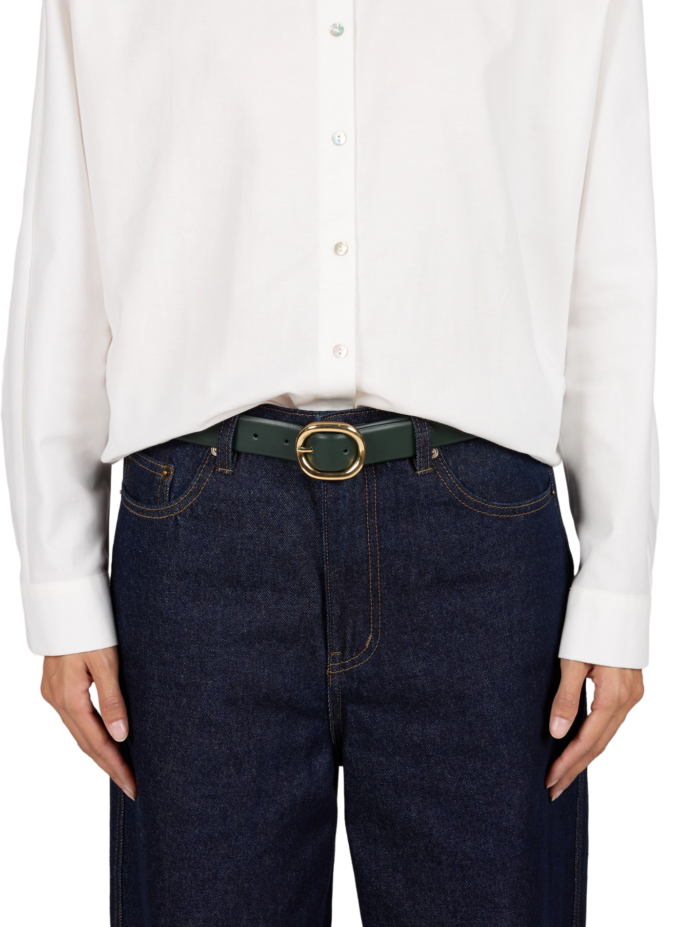 Leather buckle belt AU PRINTEMPS PARIS Green