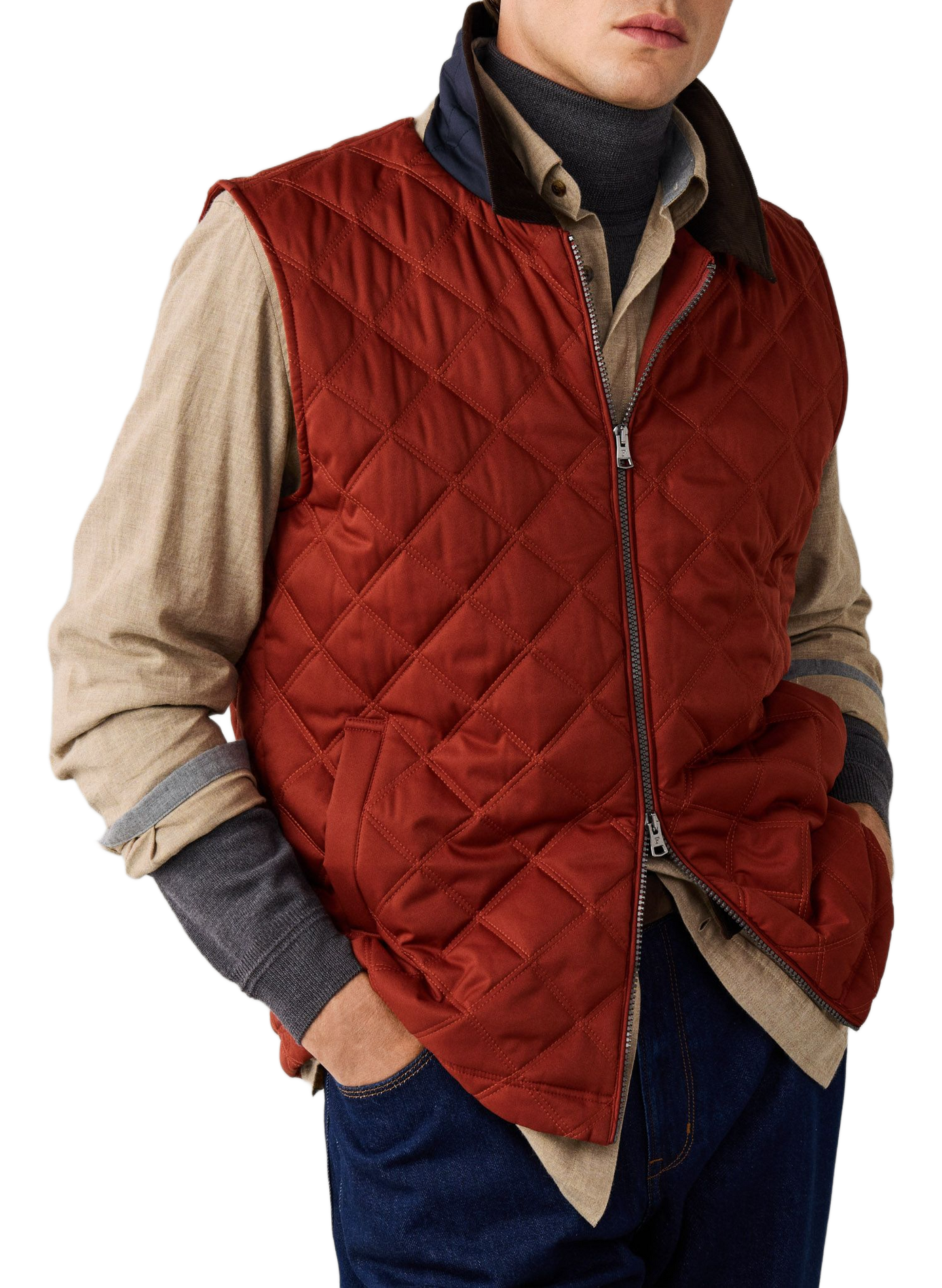 Veste matelassée droite zippée FACONNABLE Brown