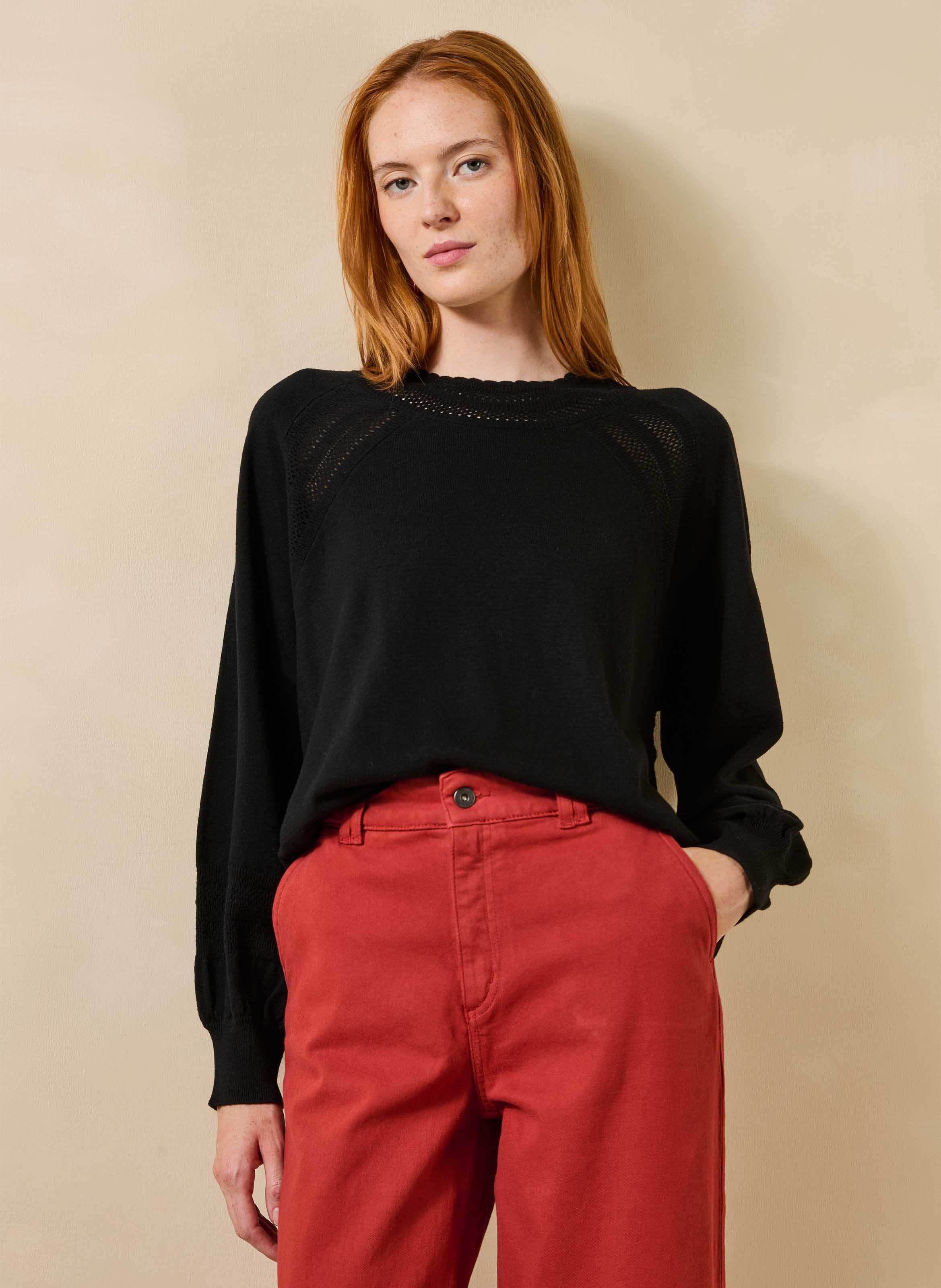 Oversized trui van wol en biologisch katoen LA FEE MARABOUTEE Zwart