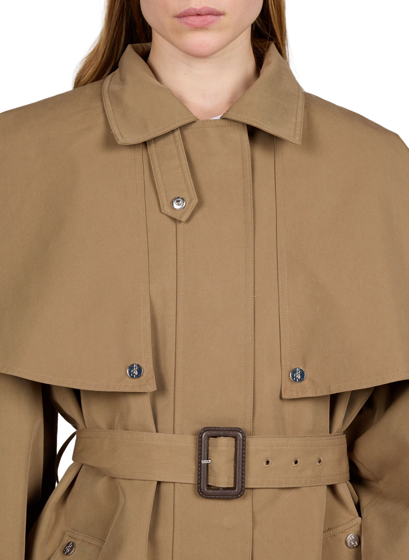 Long plain belted oversized trench coat BERENICE Brown