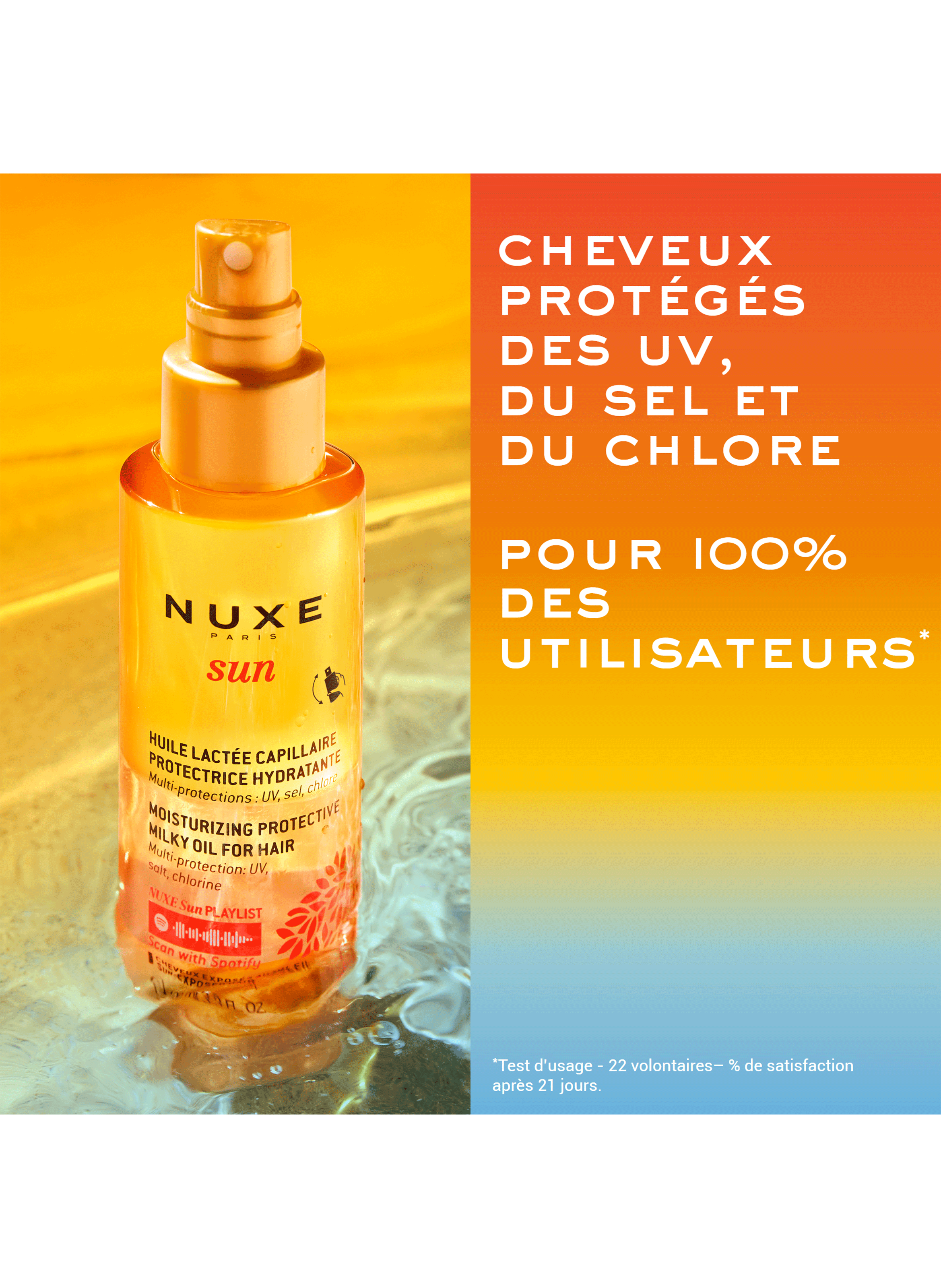 Huile Lactée Capillaire Protectrice Hydratante, NUXE Sun NUXE No color