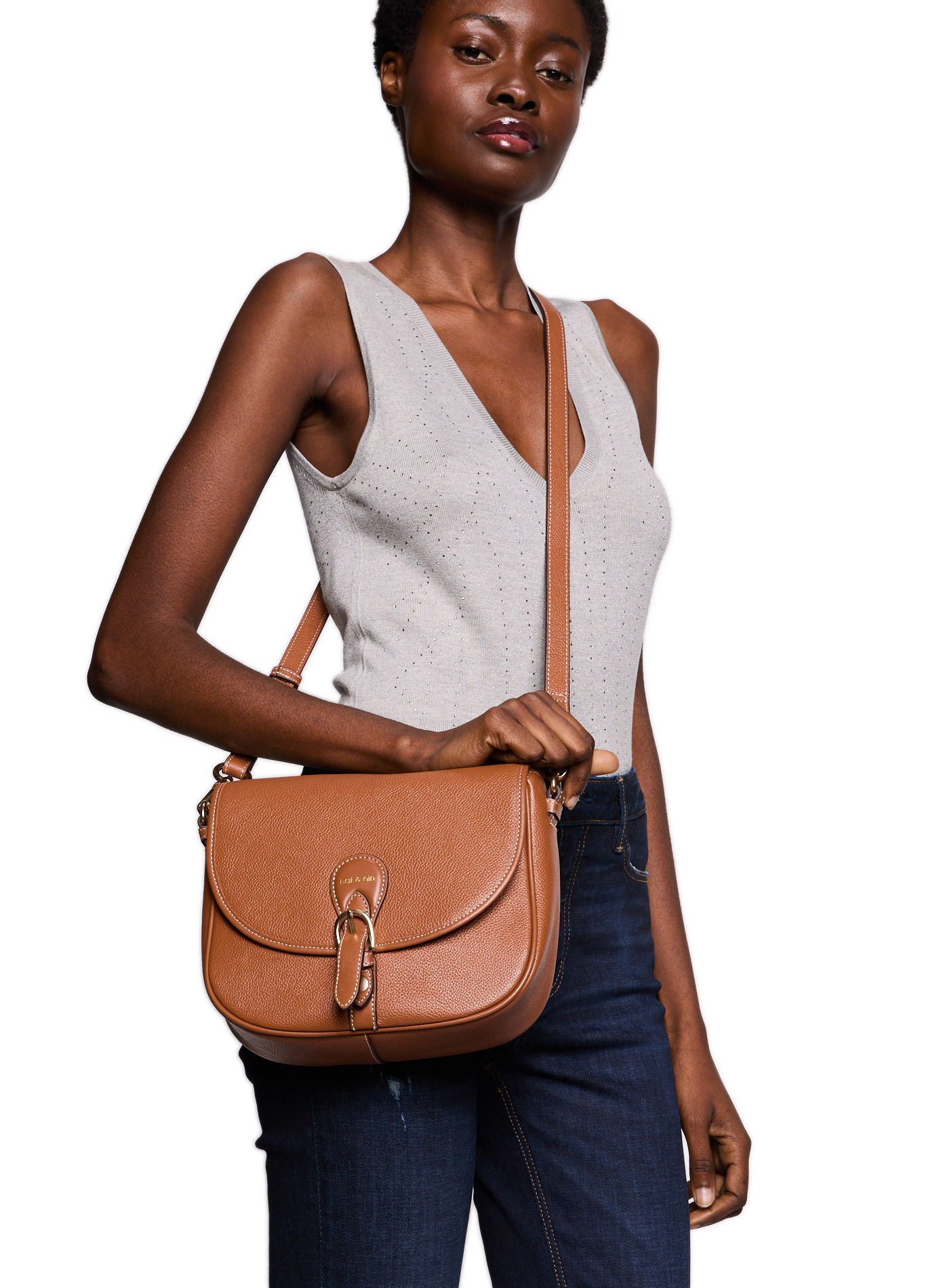Sac besace en cuir Olivia NAT &amp; NIN Marron