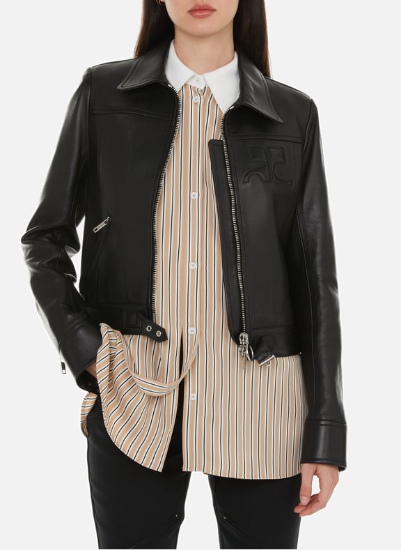 Veste en cuir d'agneau Noir by COURRÈGES COURRÈGES Veste en cuir d'agneau Noir