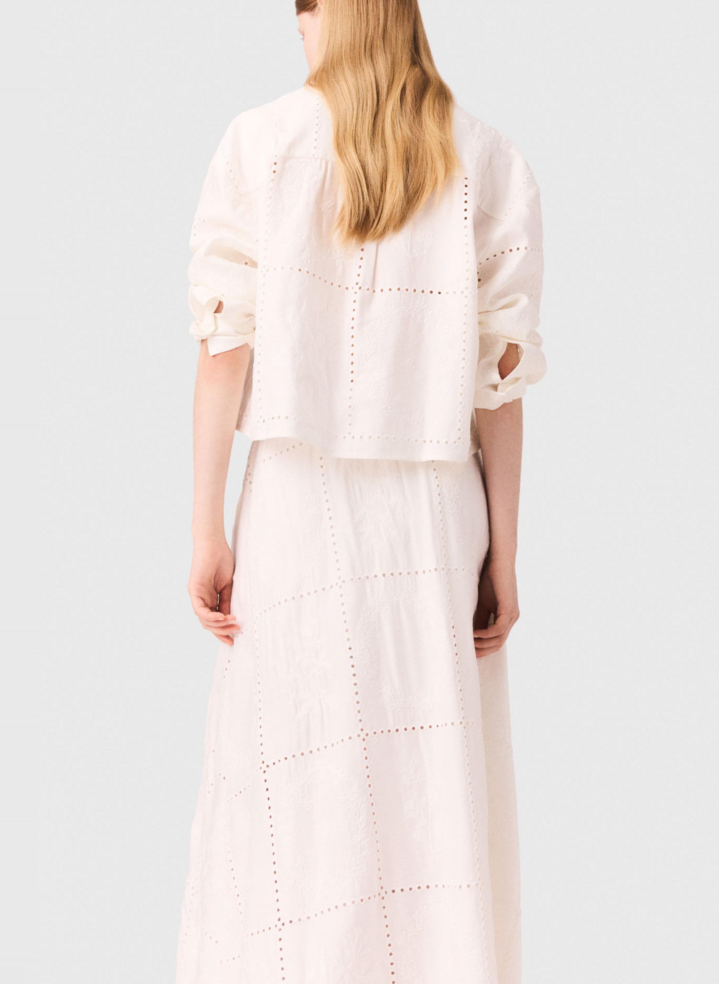 Jupe longue brodée MAJE Blanc