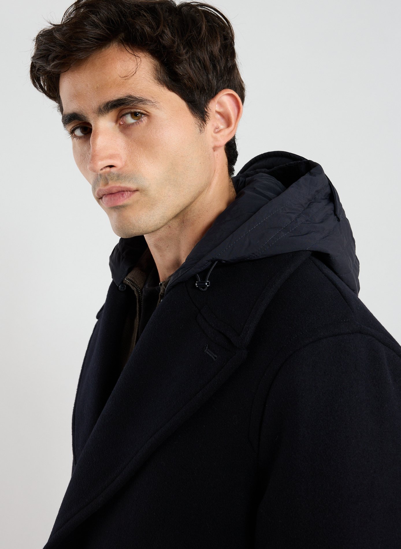 Jacket with tailored collar in blended virgin wool ARMANI EXCHANGE Blue