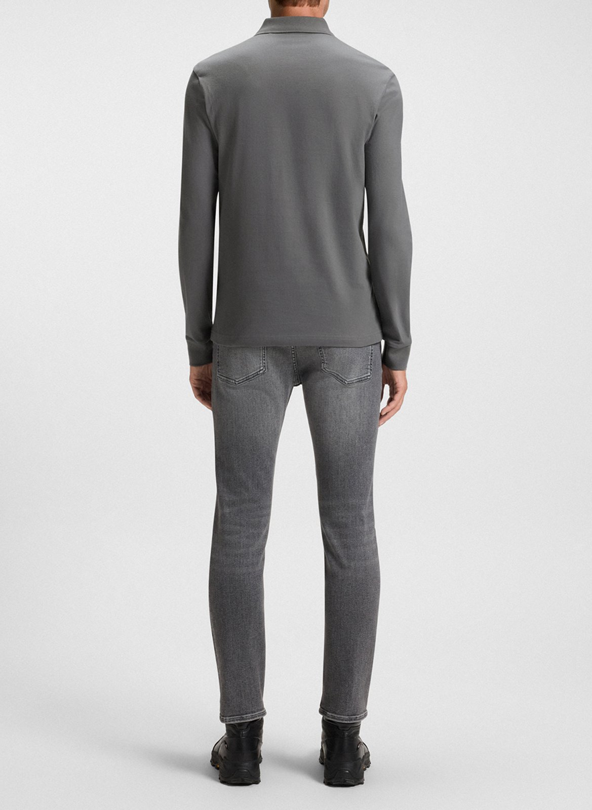 Polo à manches longues regular-fit en coton mélangé BOSS Argent