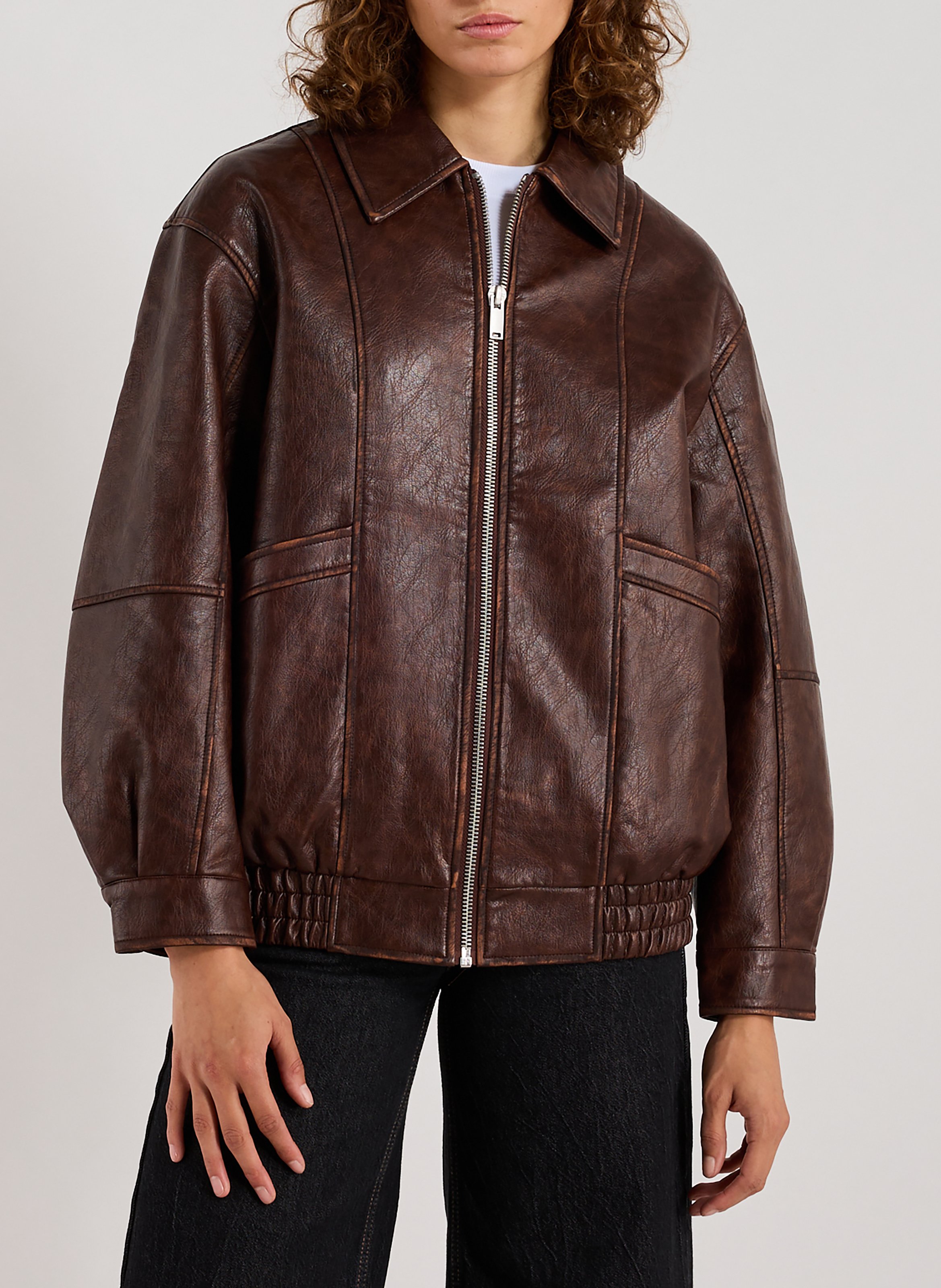TOPSHOP Oversized jacket with classic collar Brown