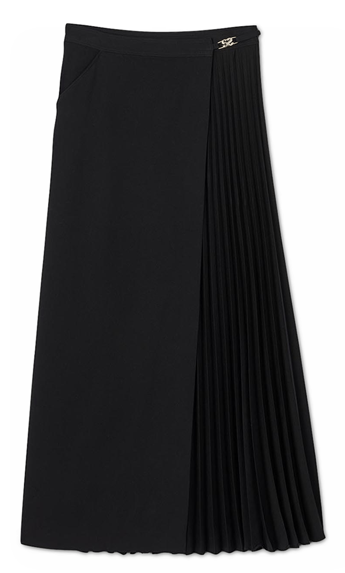 Jupe longue portefeuille plissée SANDRO Noir