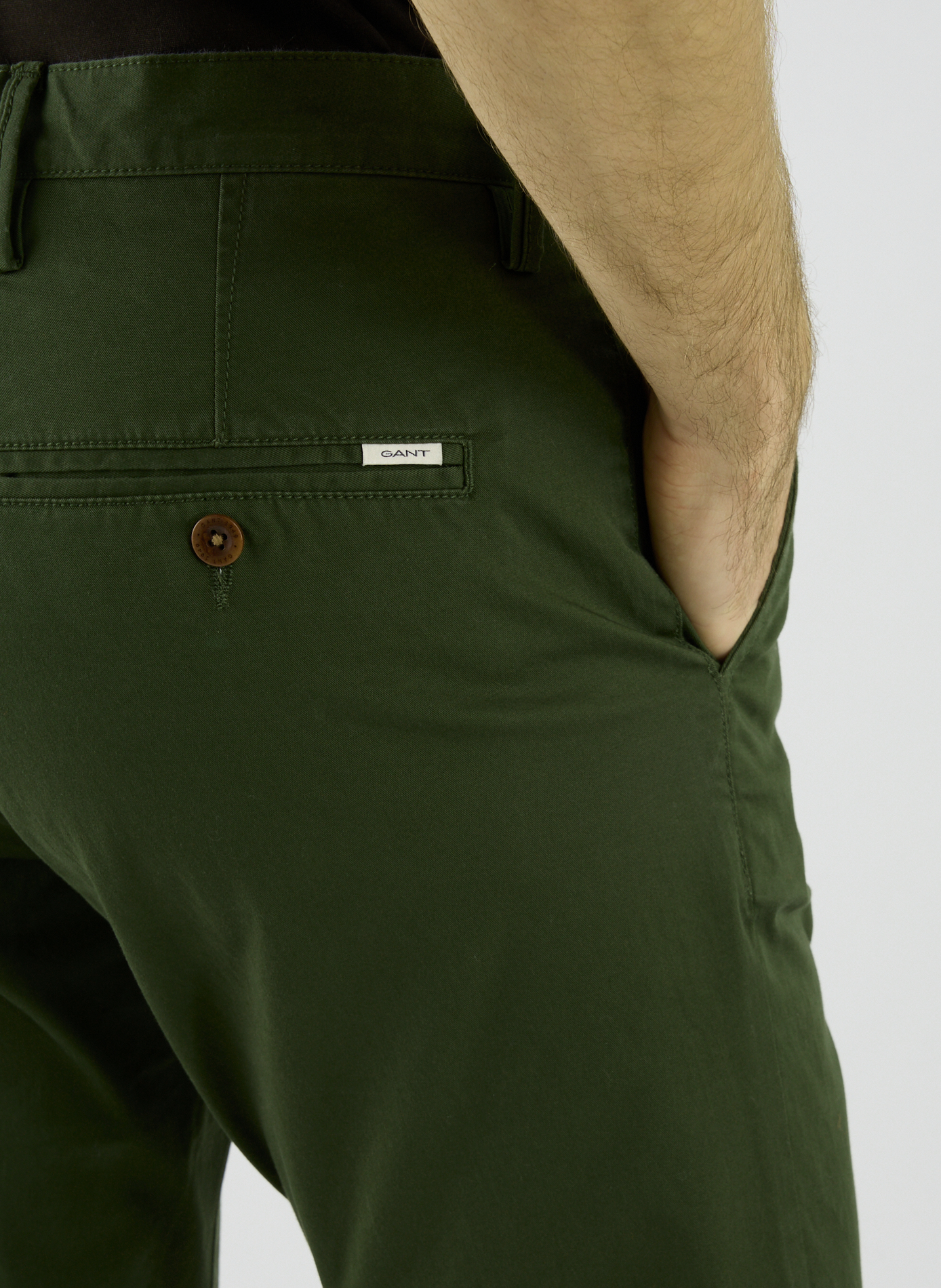 Cotton and linen chino trousers GANT Green